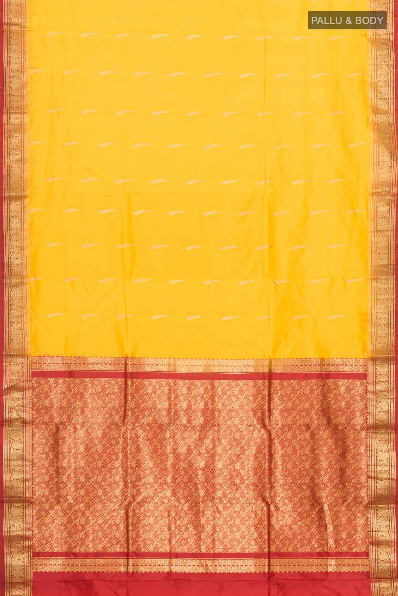 Yellow Bangalore Silk Saree