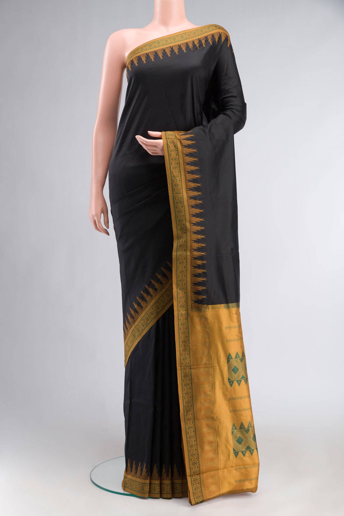 Black Bangalore Silk Saree