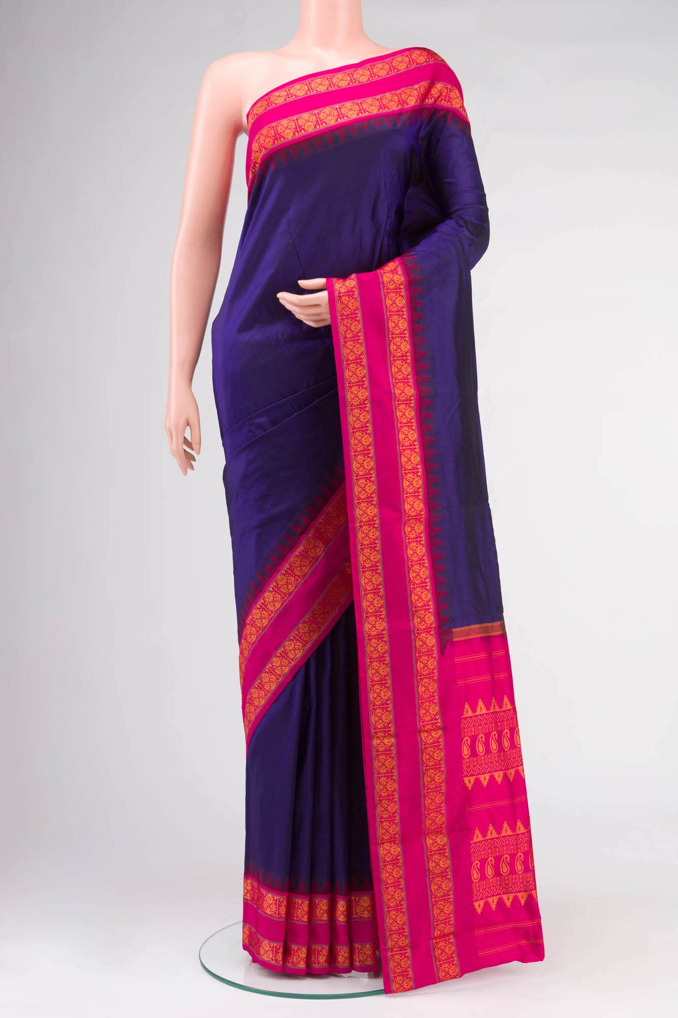 Navy Blue Bangalore Silk Saree