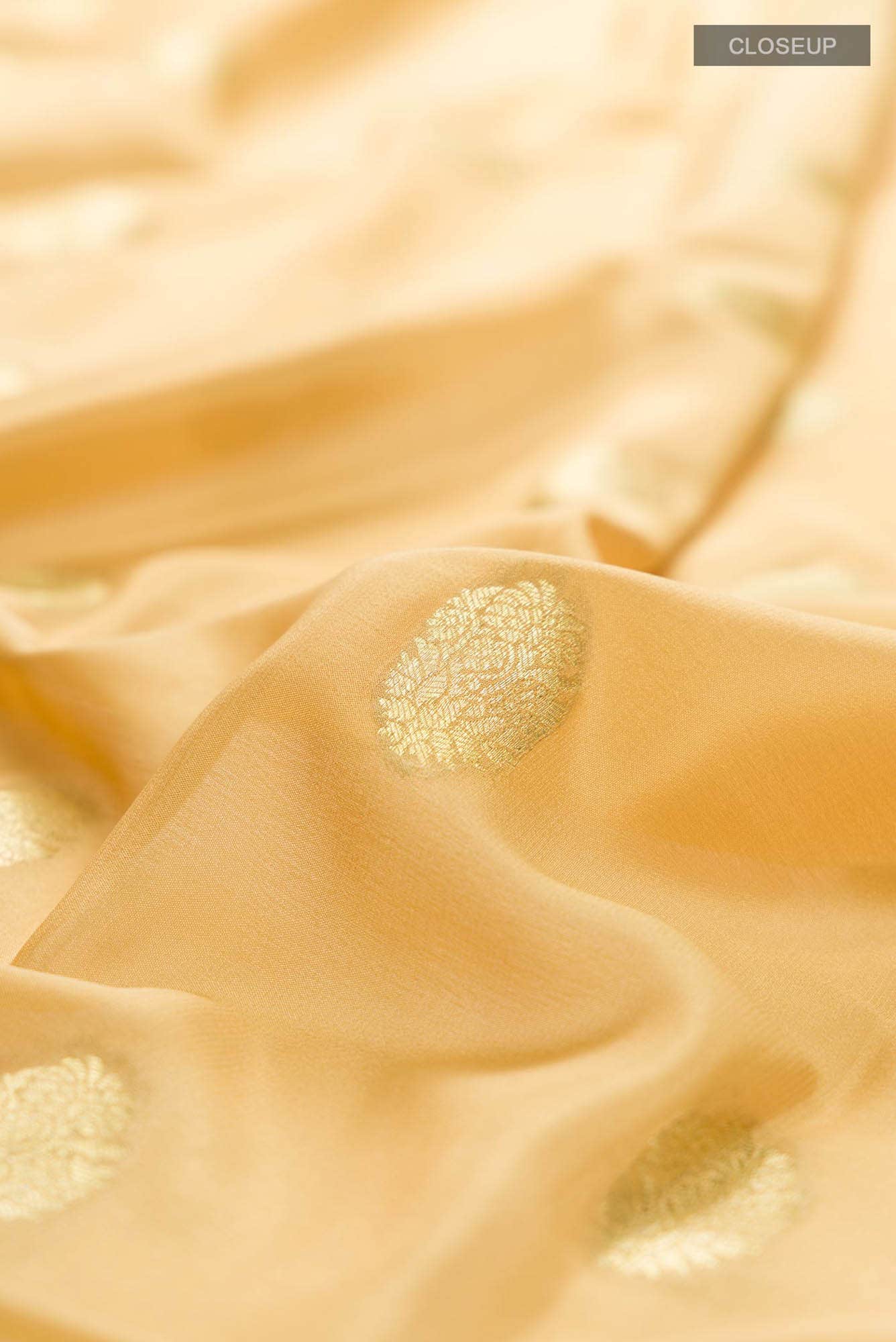 Beige Mysore Crepe Saree