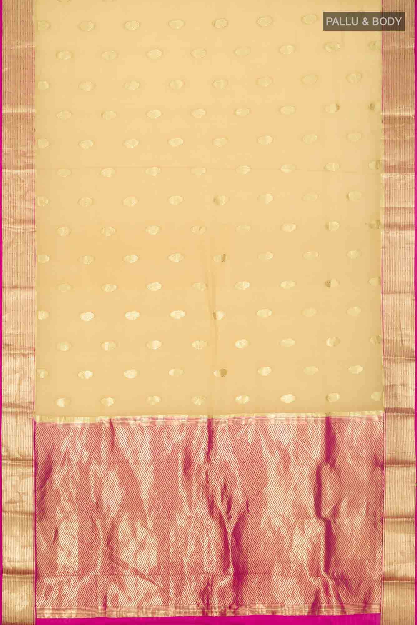 Beige Mysore Crepe Saree