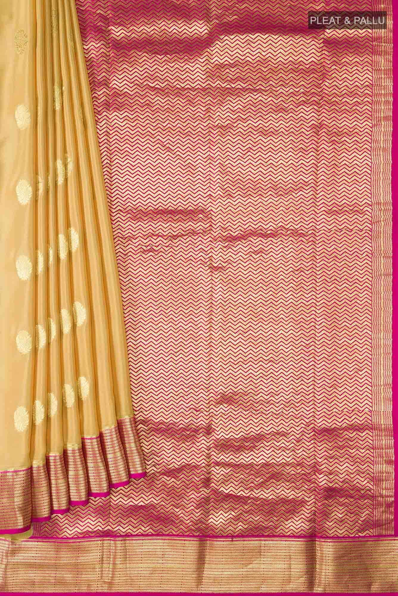 Beige Mysore Crepe Saree