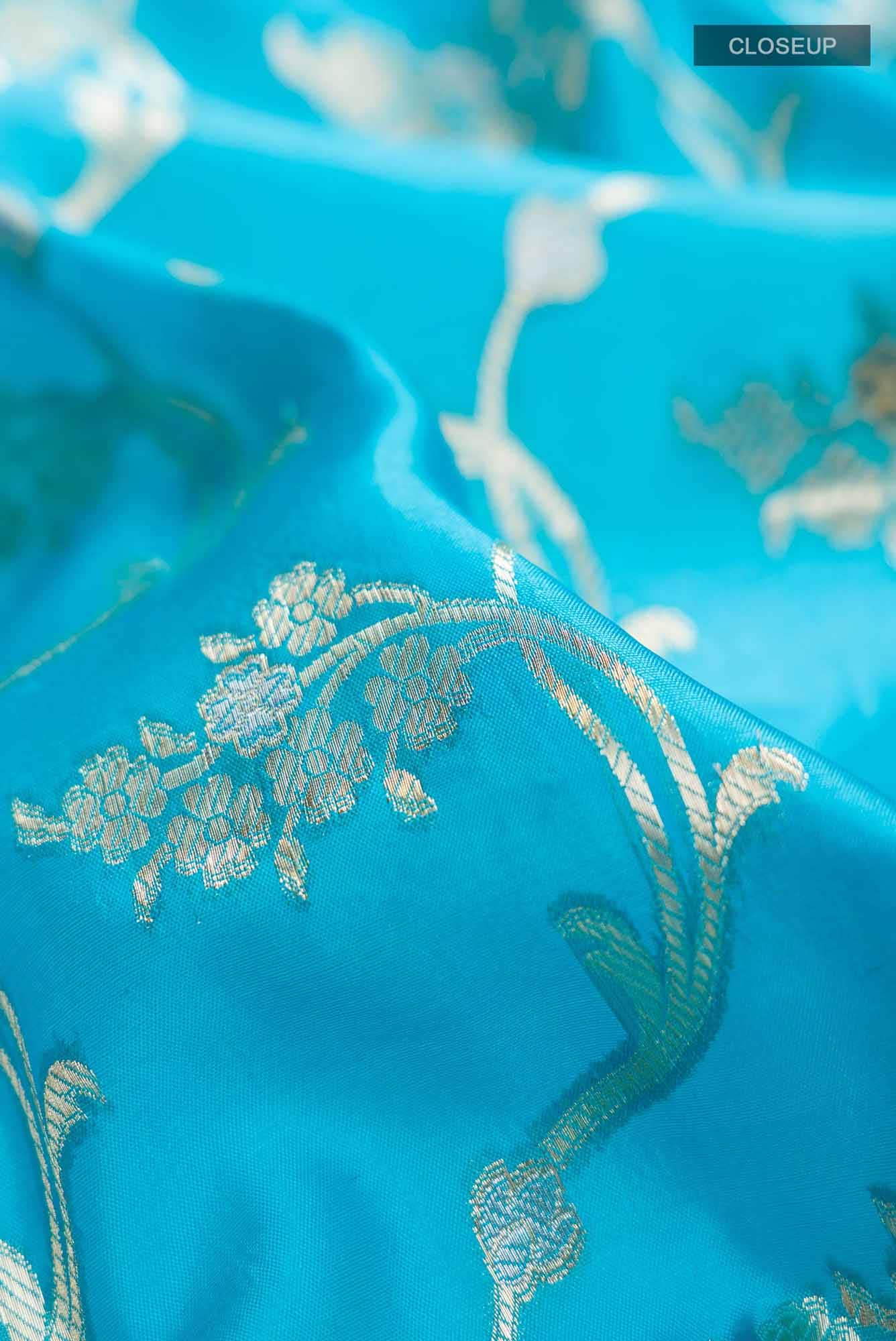 Blue Banarasi Tussar Silk Saree