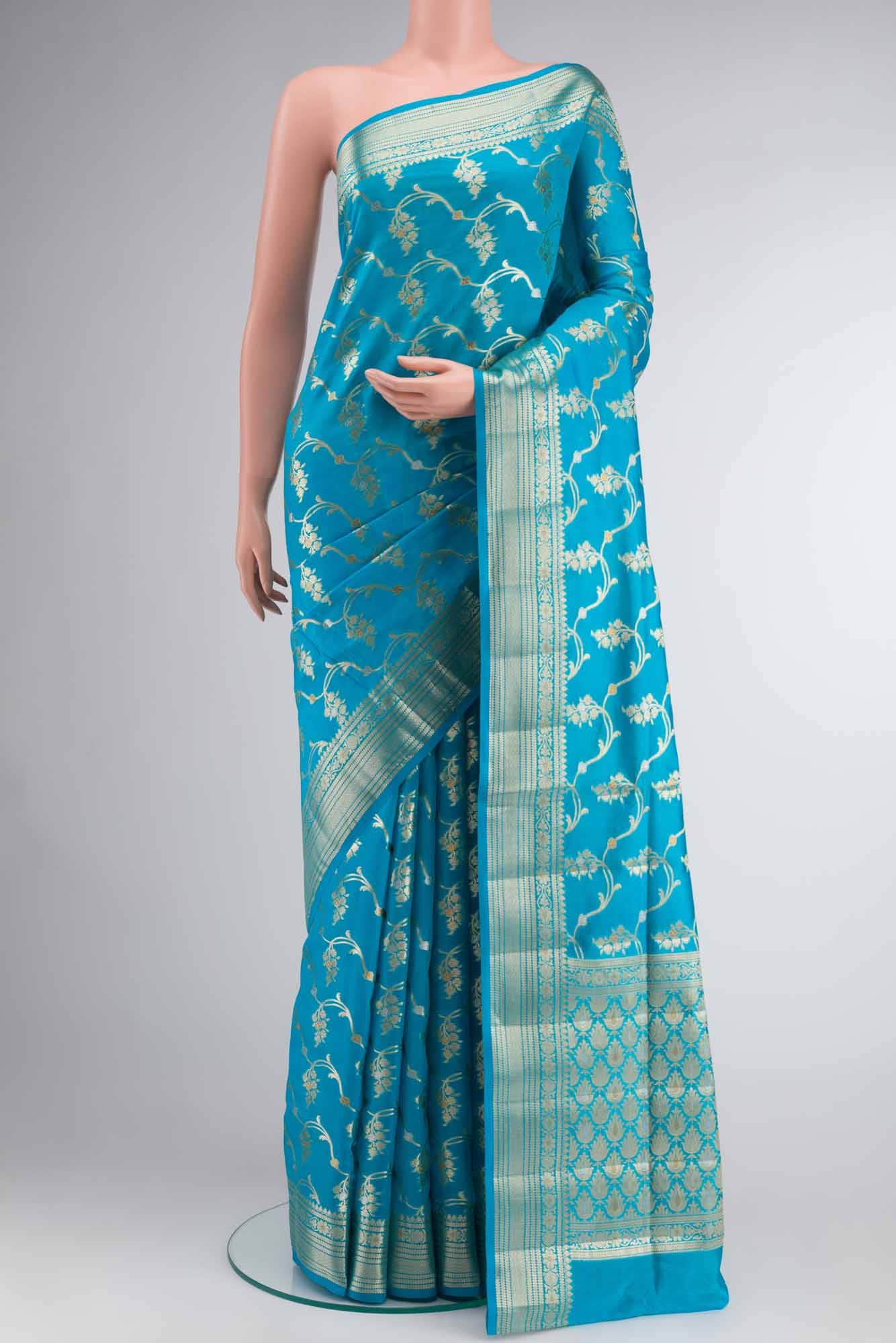 Blue Banarasi Tussar Silk Saree