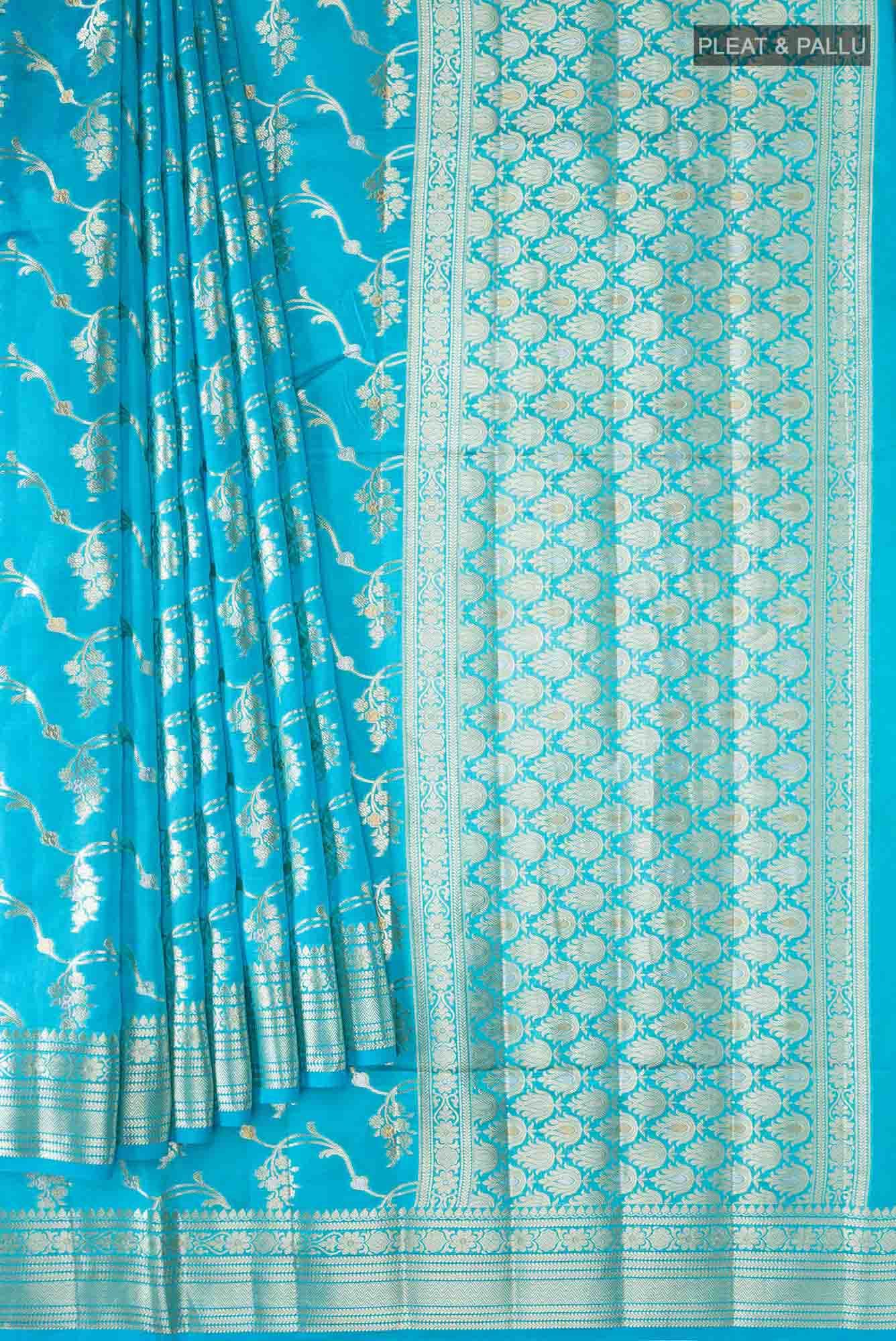 Blue Banarasi Tussar Silk Saree