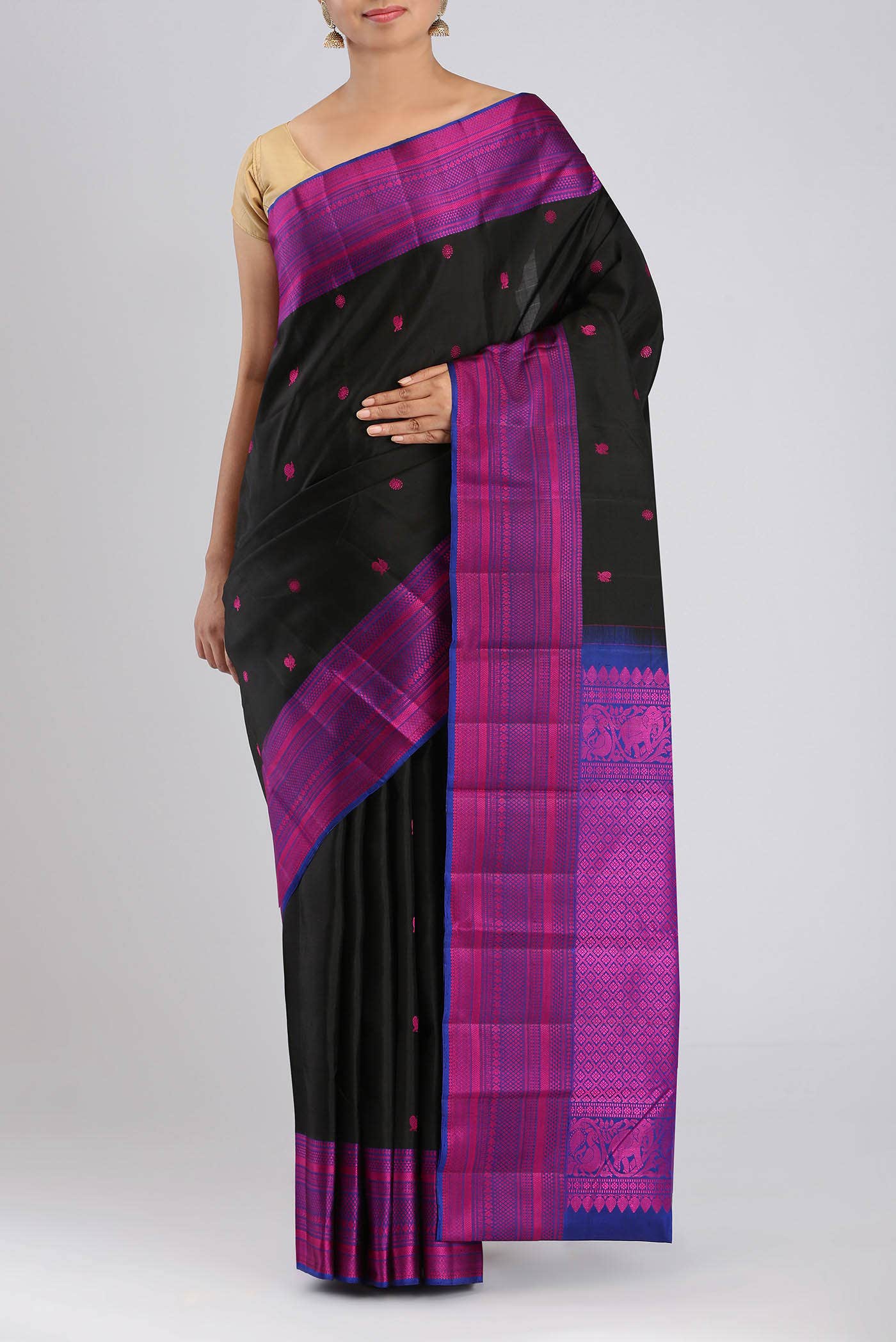 Black Kanchipuram Silk Saree