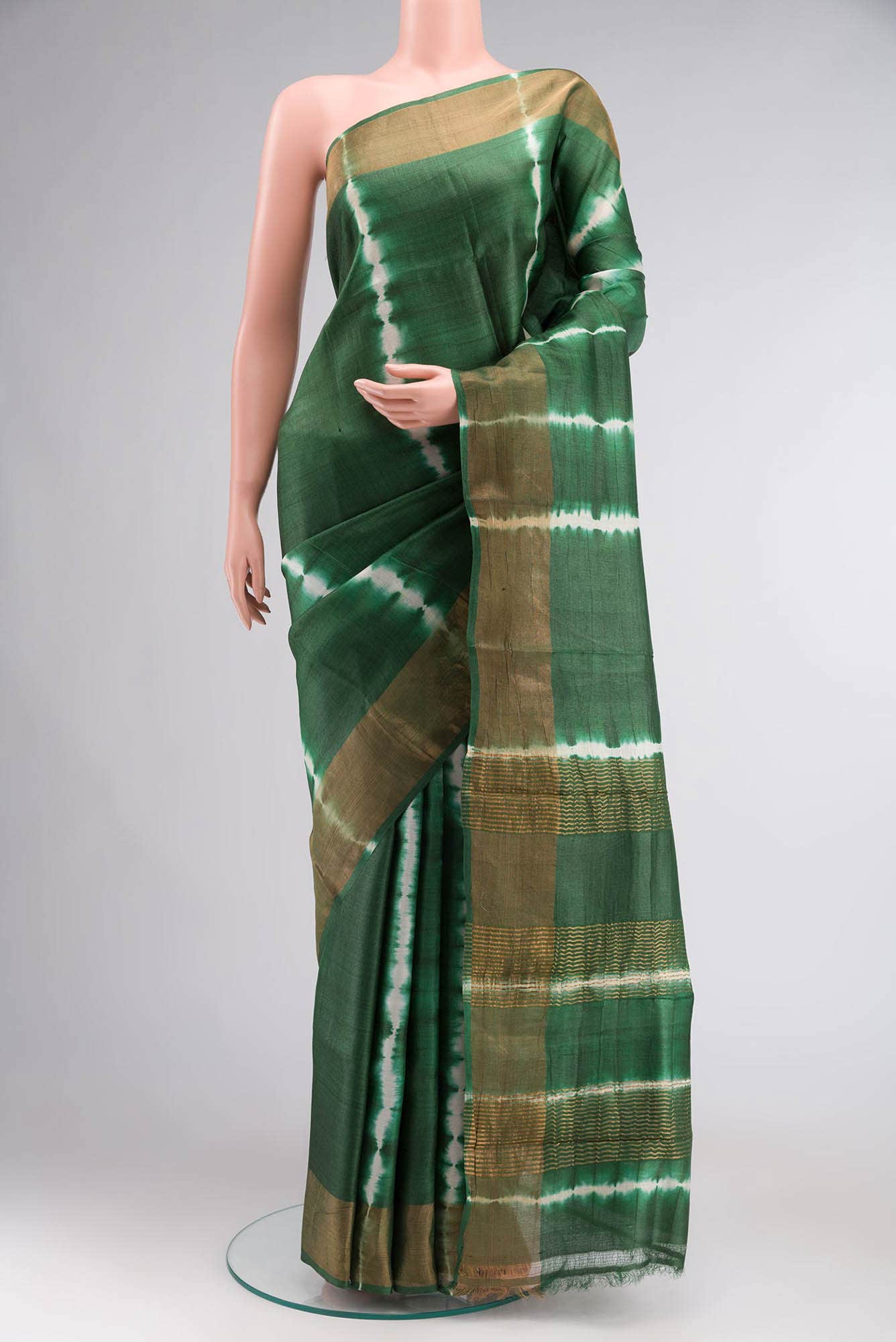 Green Bhagalpuri Tussar Silk Saree