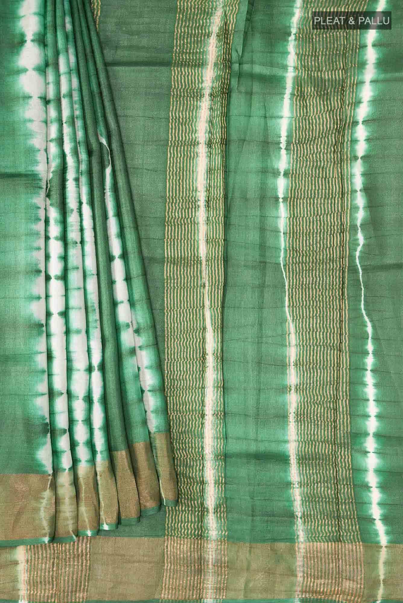 Green Bhagalpuri Tussar Silk Saree