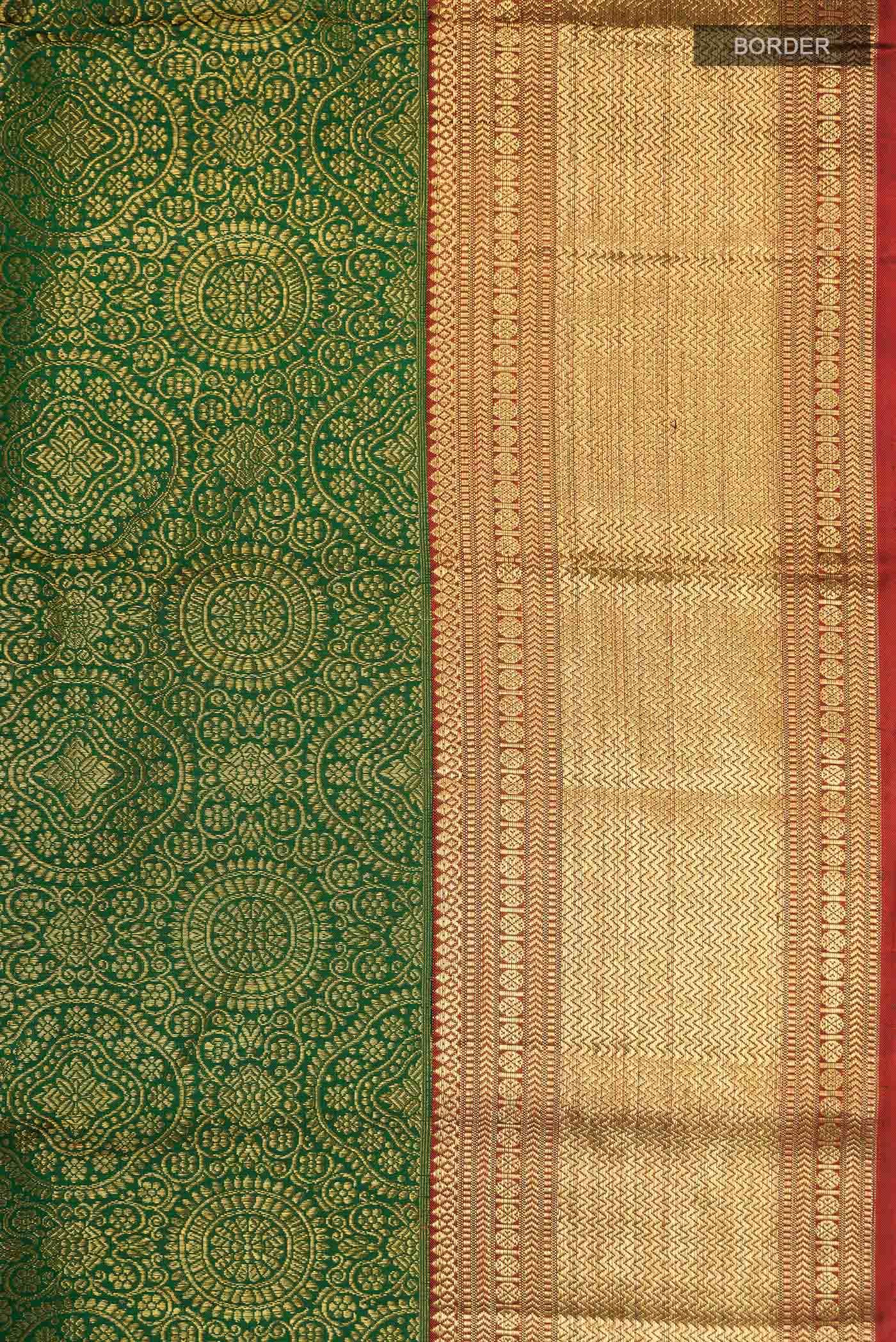 Bottle Green Kanchipuram Silk Saree