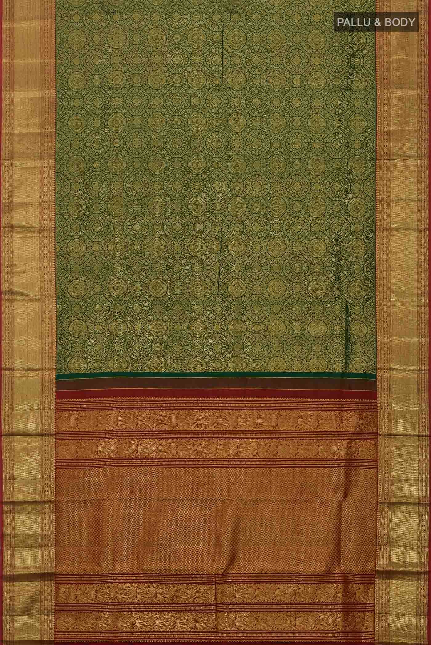 Bottle Green Kanchipuram Silk Saree