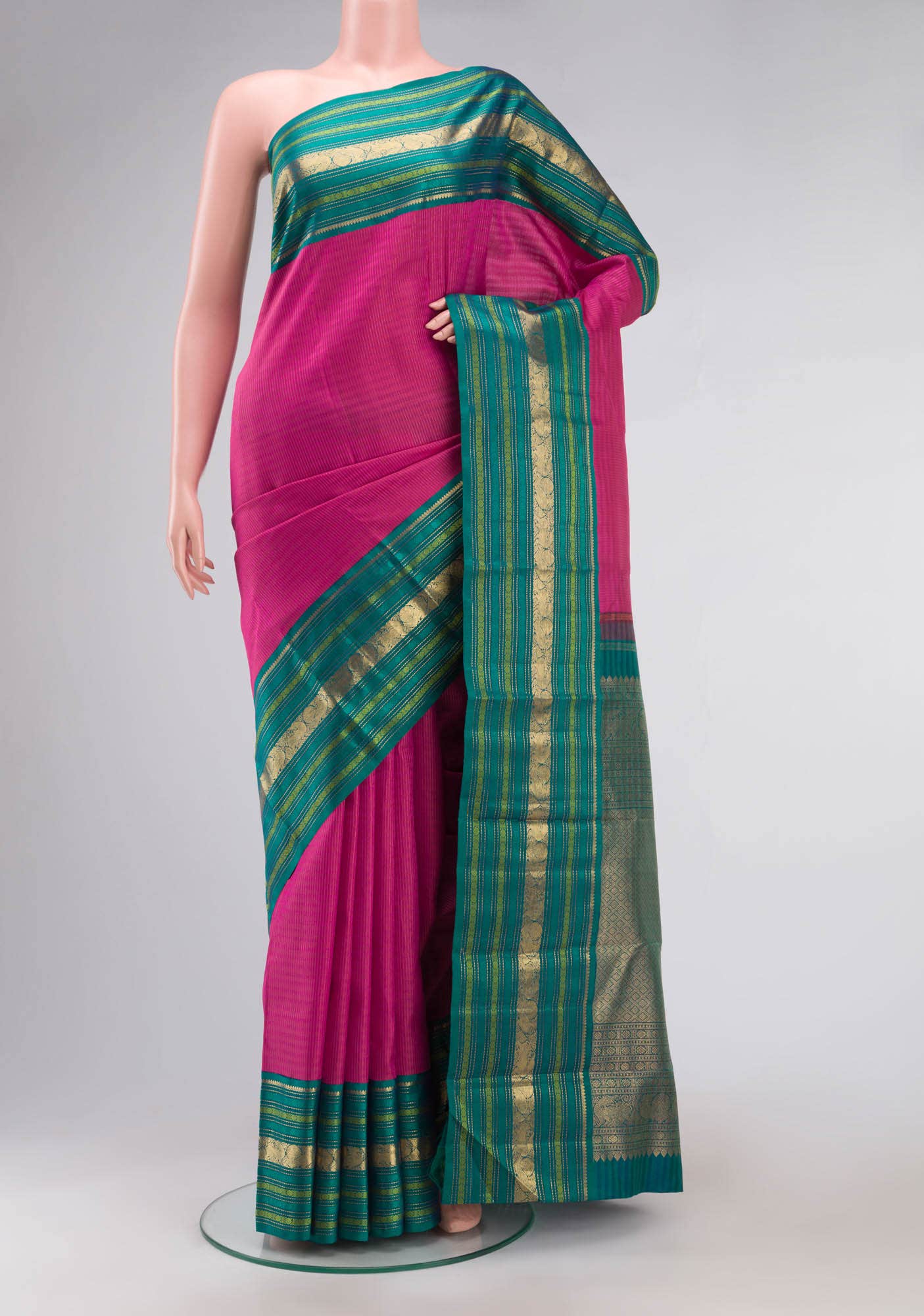 Pure Silk Pure Zari Pink Kanchipuram Saree