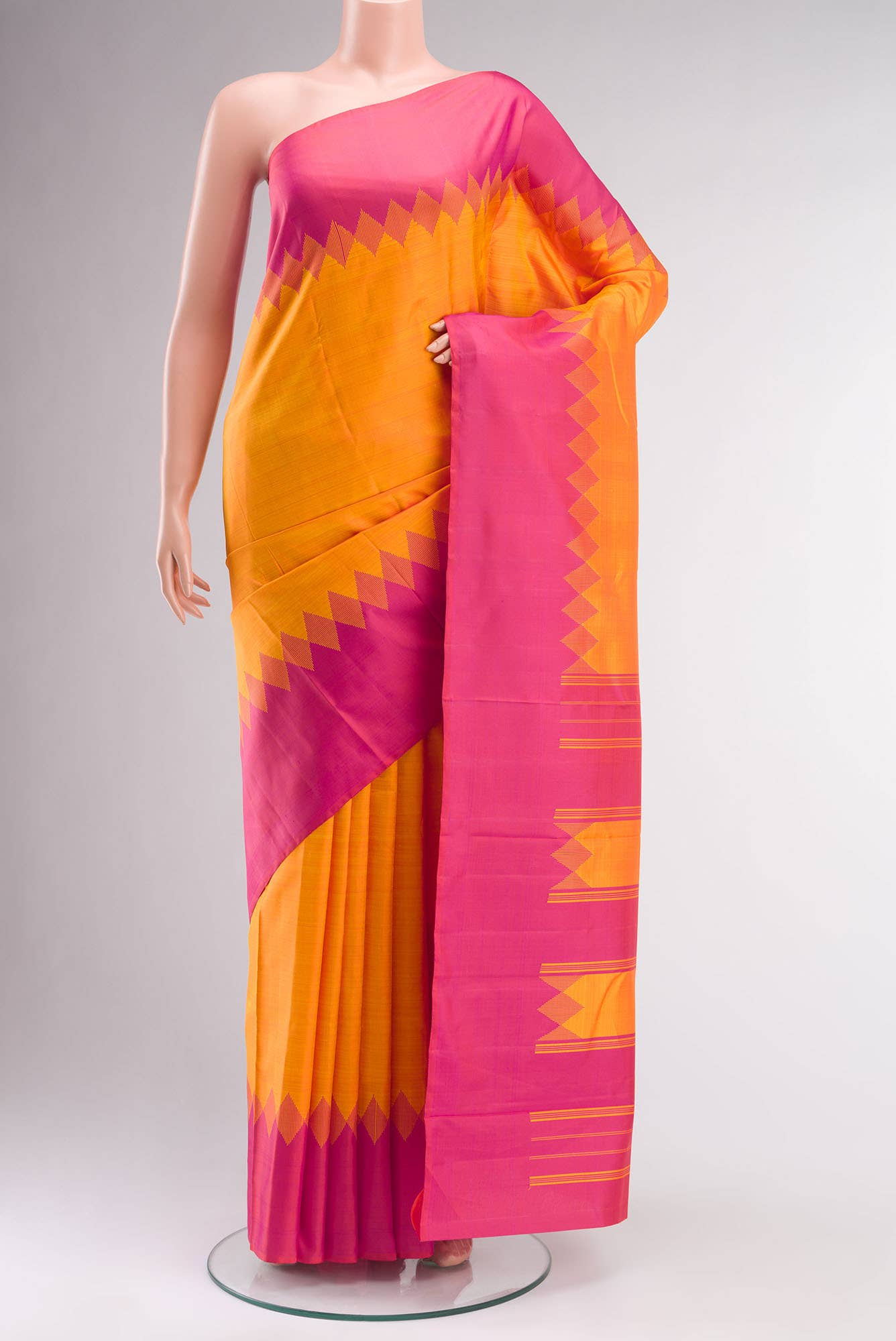 Orange Kanchipuram Silk Saree
