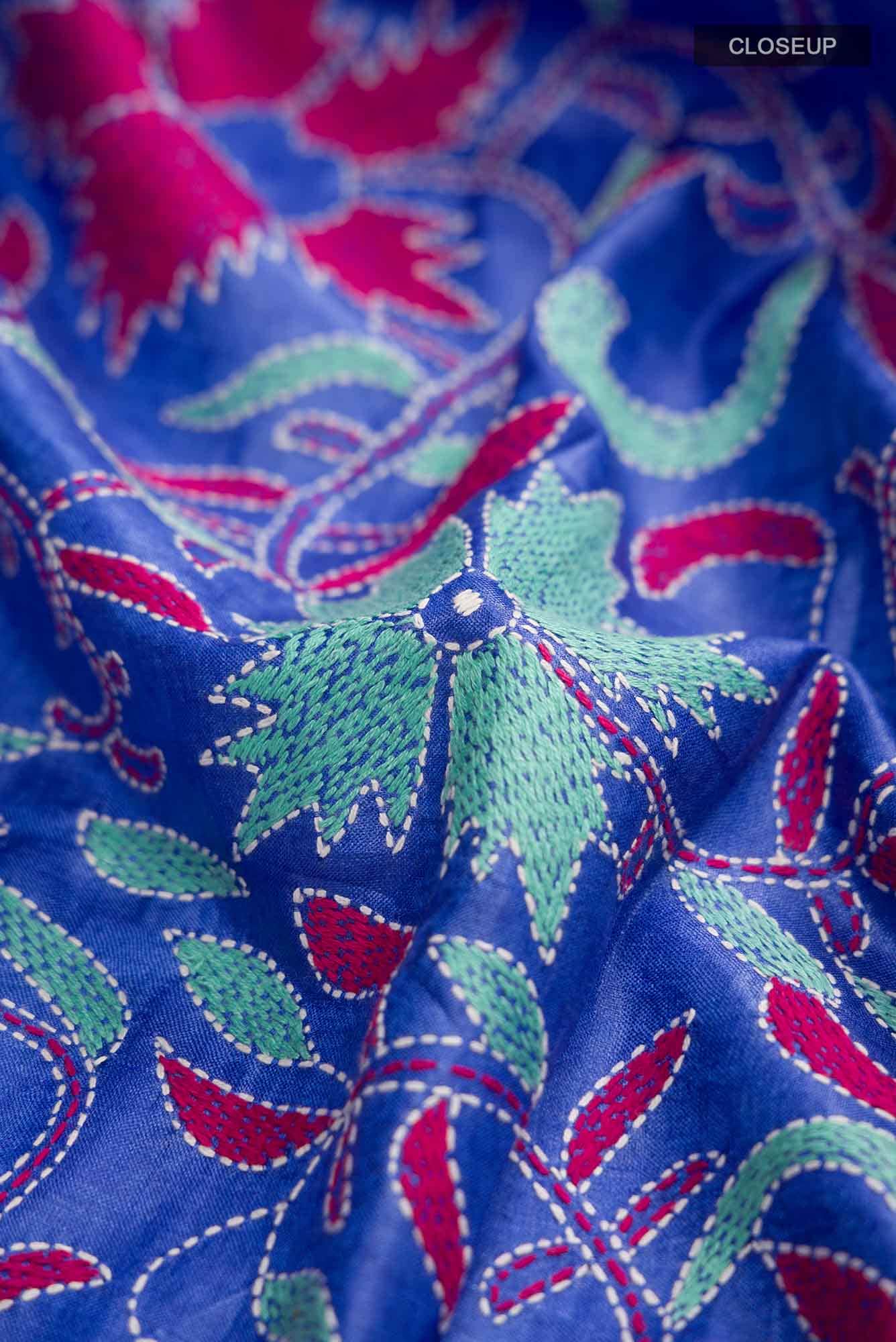 Blue Bhagalpuri Tussar Silk Saree