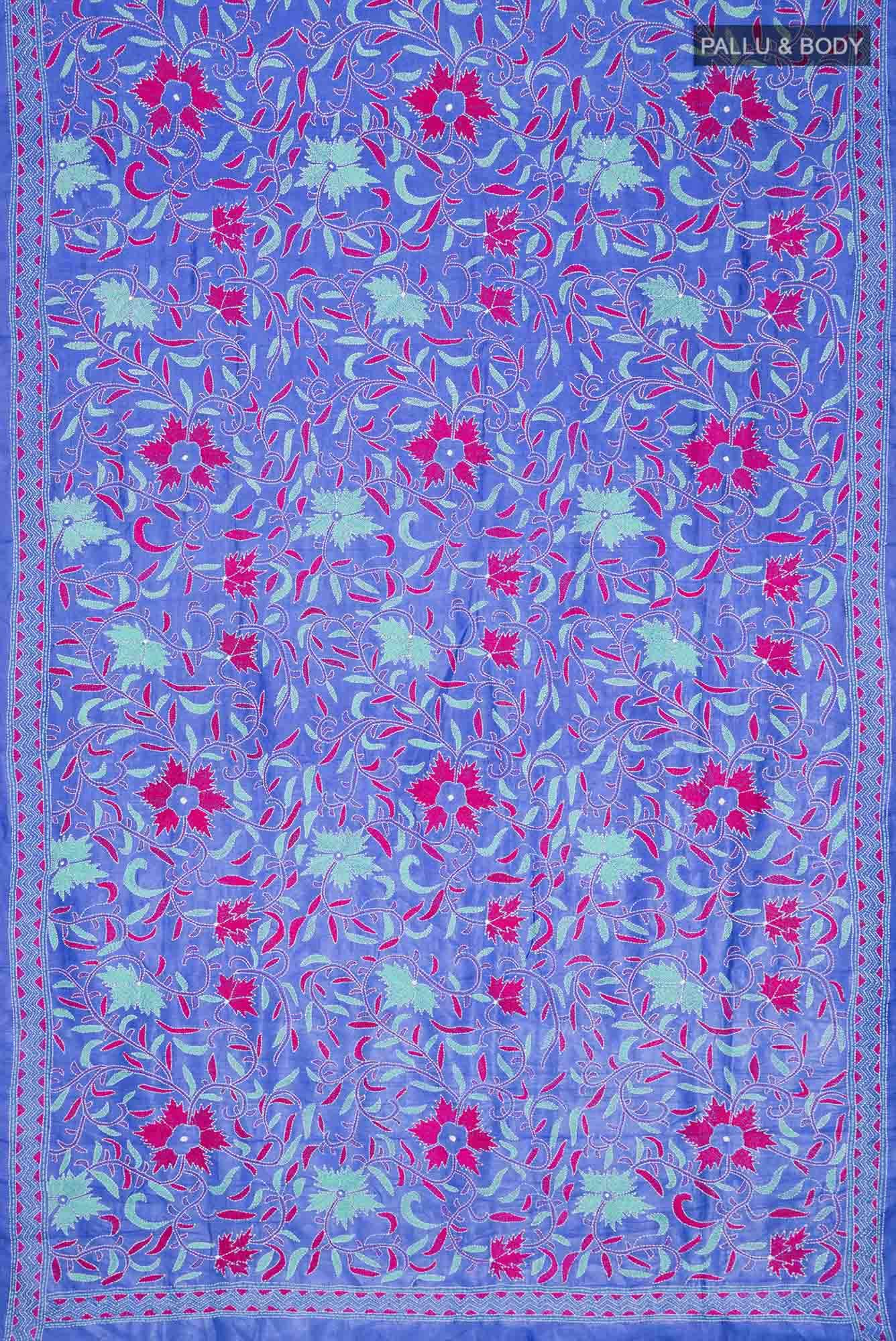 Blue Bhagalpuri Tussar Silk Saree