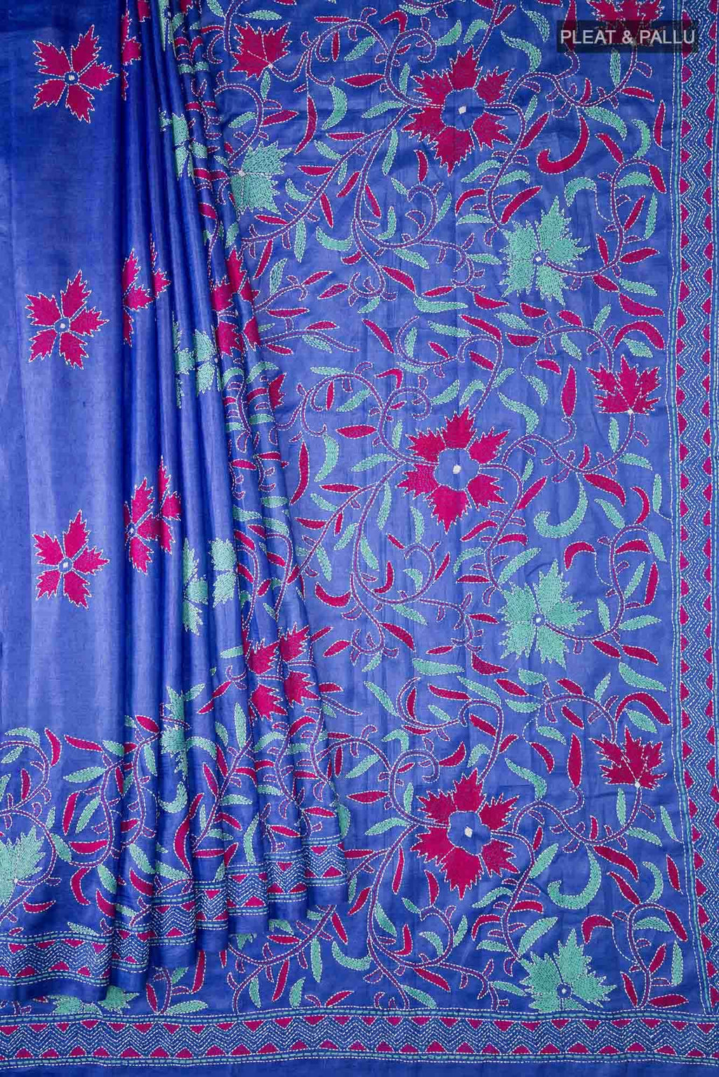 Blue Bhagalpuri Tussar Silk Saree