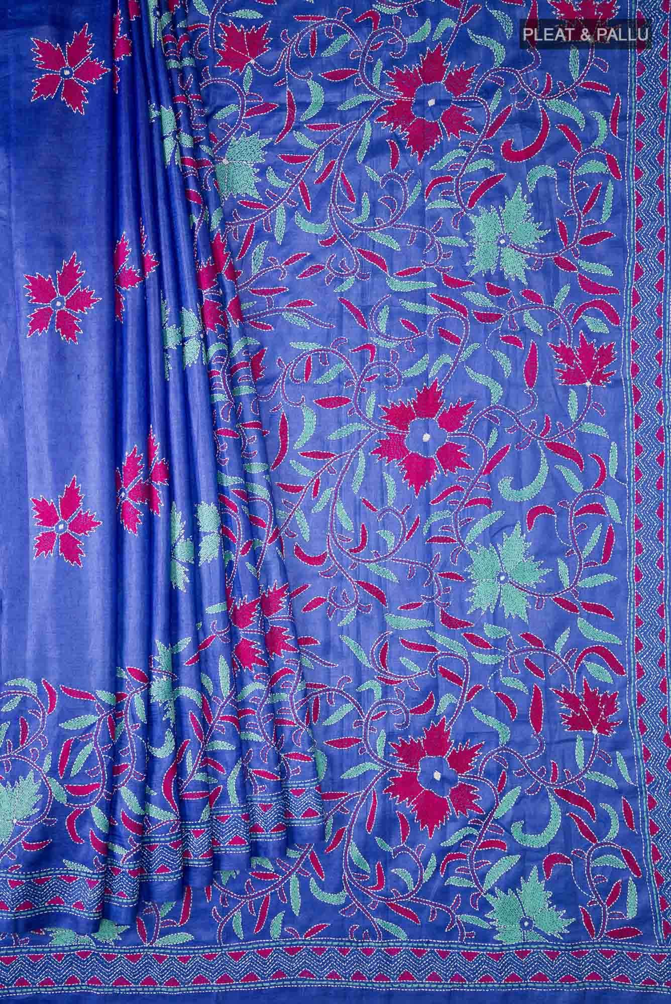 Blue Bhagalpuri Tussar Silk Saree