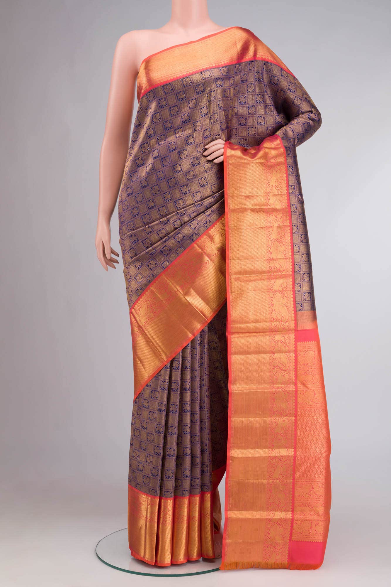 Navy Blue Kanchipuram Silk Saree