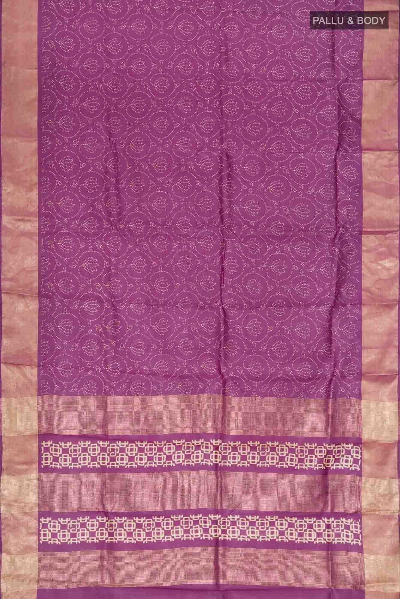 Dark Mauve Bhagalpuri Tussar Silk Saree