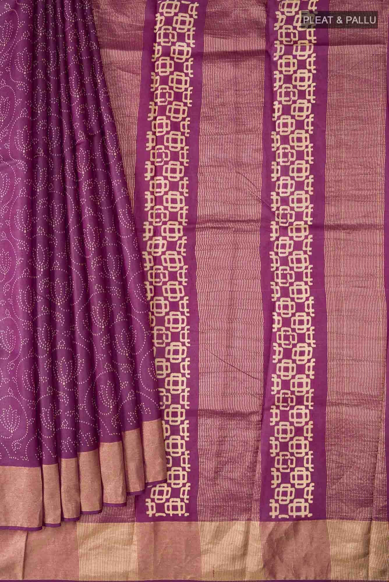 Dark Mauve Bhagalpuri Tussar Silk Saree