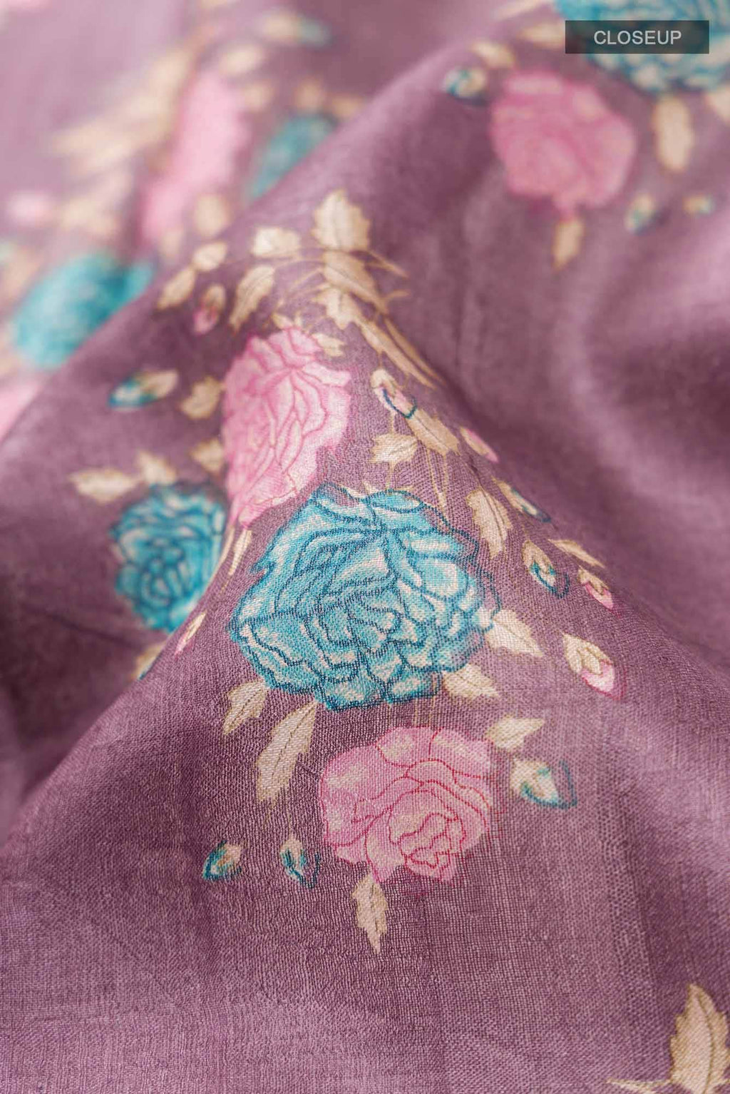 Mauve Bhagalpuri Tussar Silk Saree