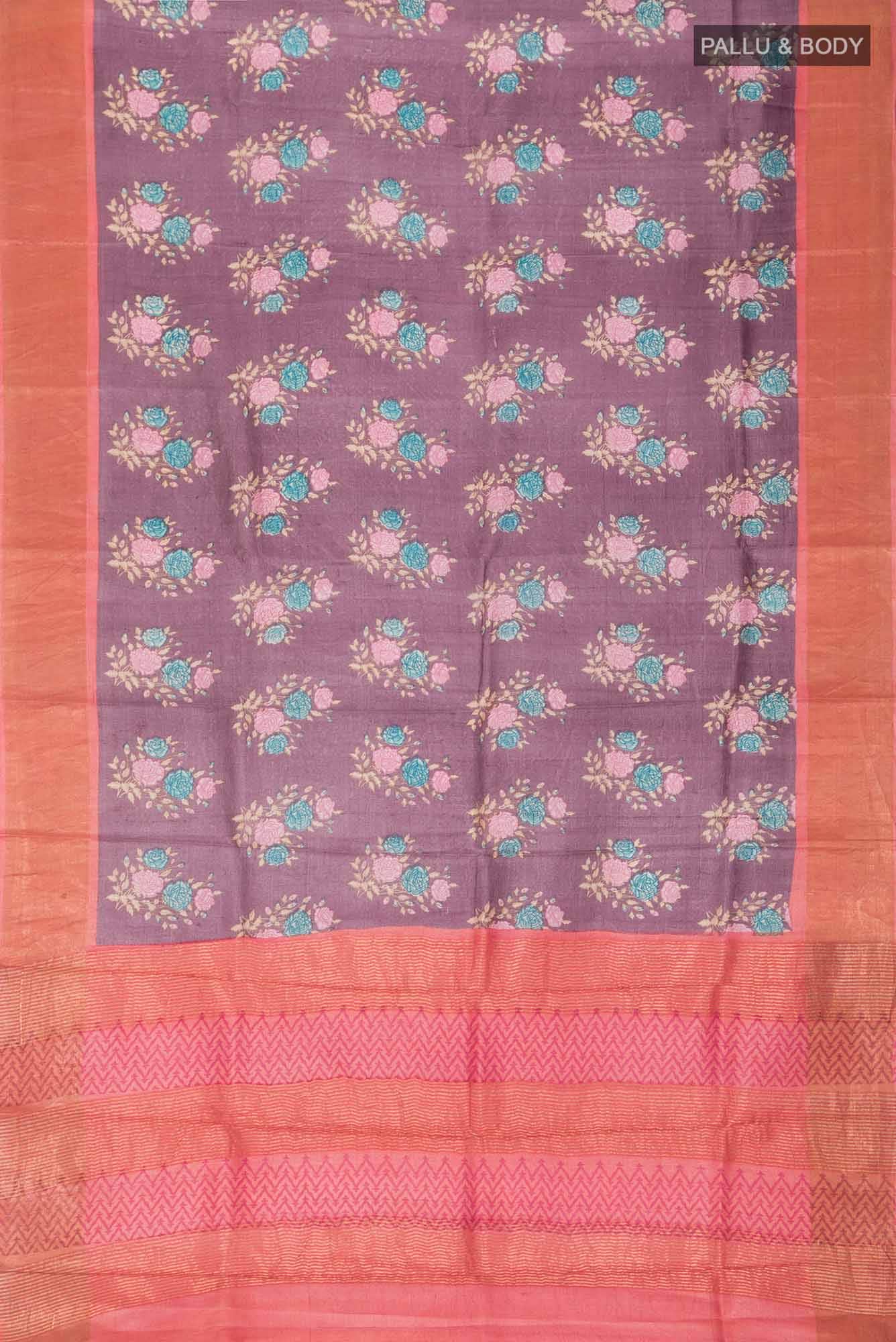 Mauve Bhagalpuri Tussar Silk Saree