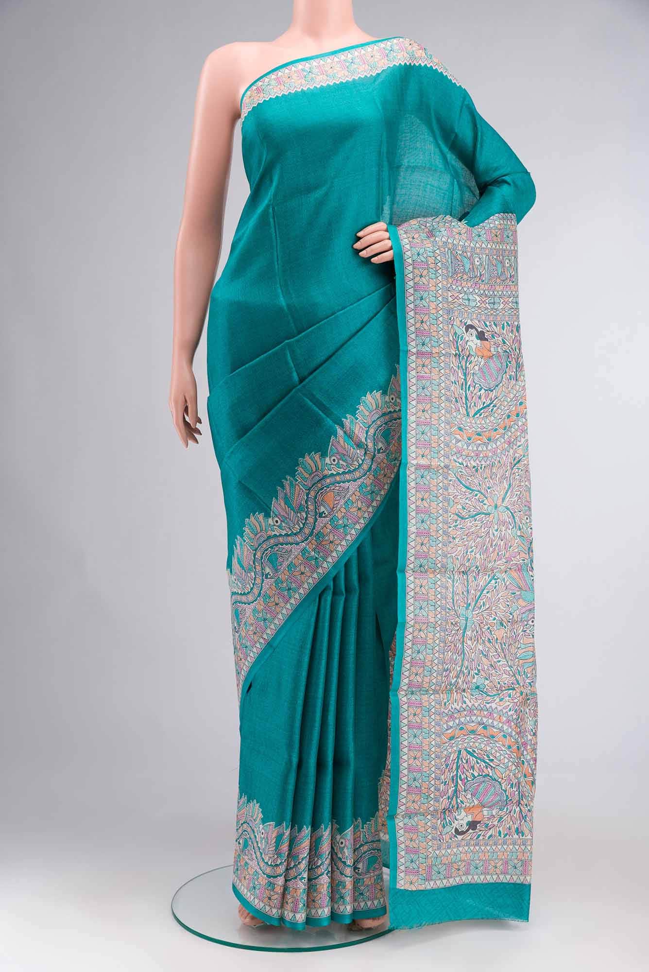 Green Bhagalpuri Tussar Silk Saree