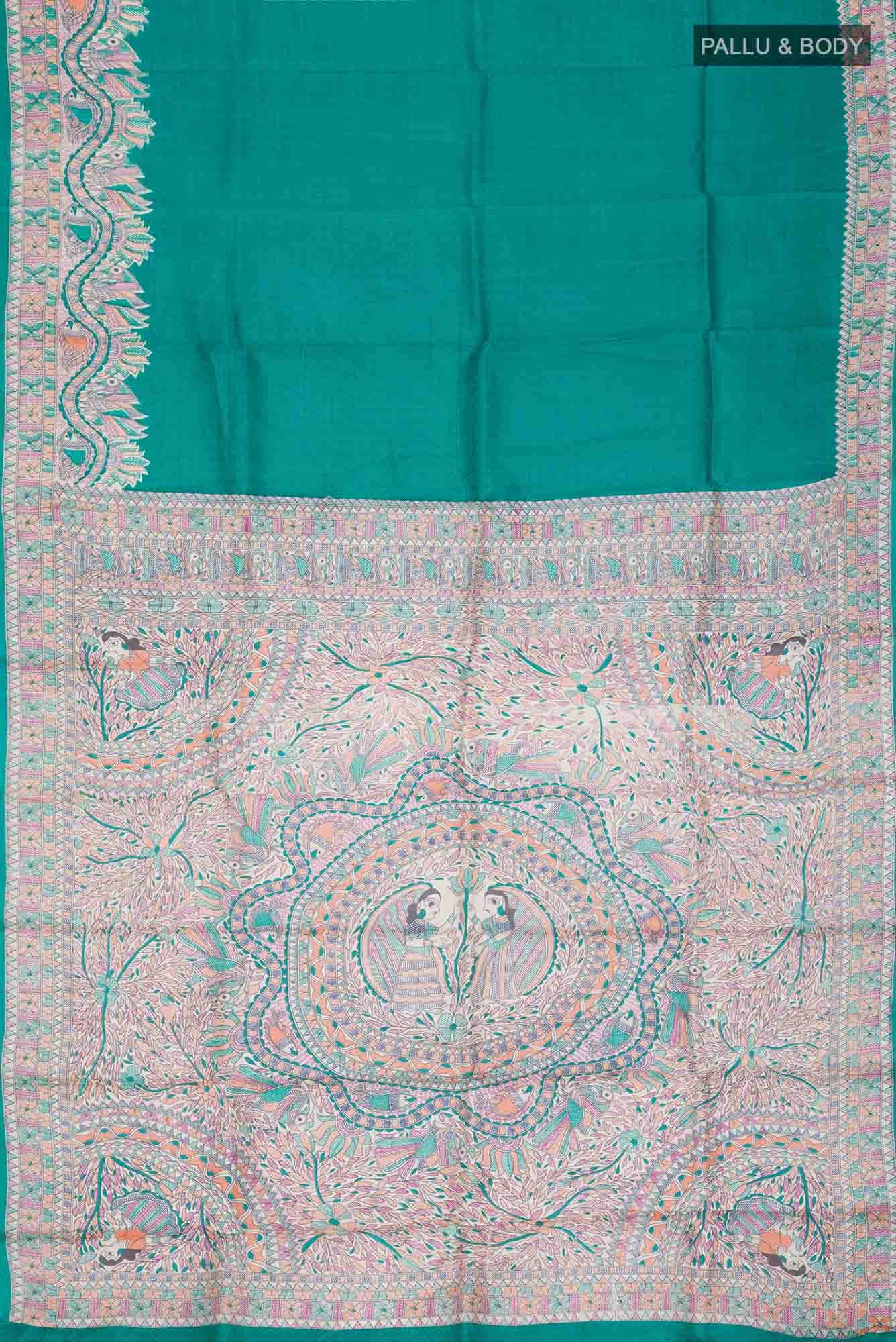 Green Bhagalpuri Tussar Silk Saree