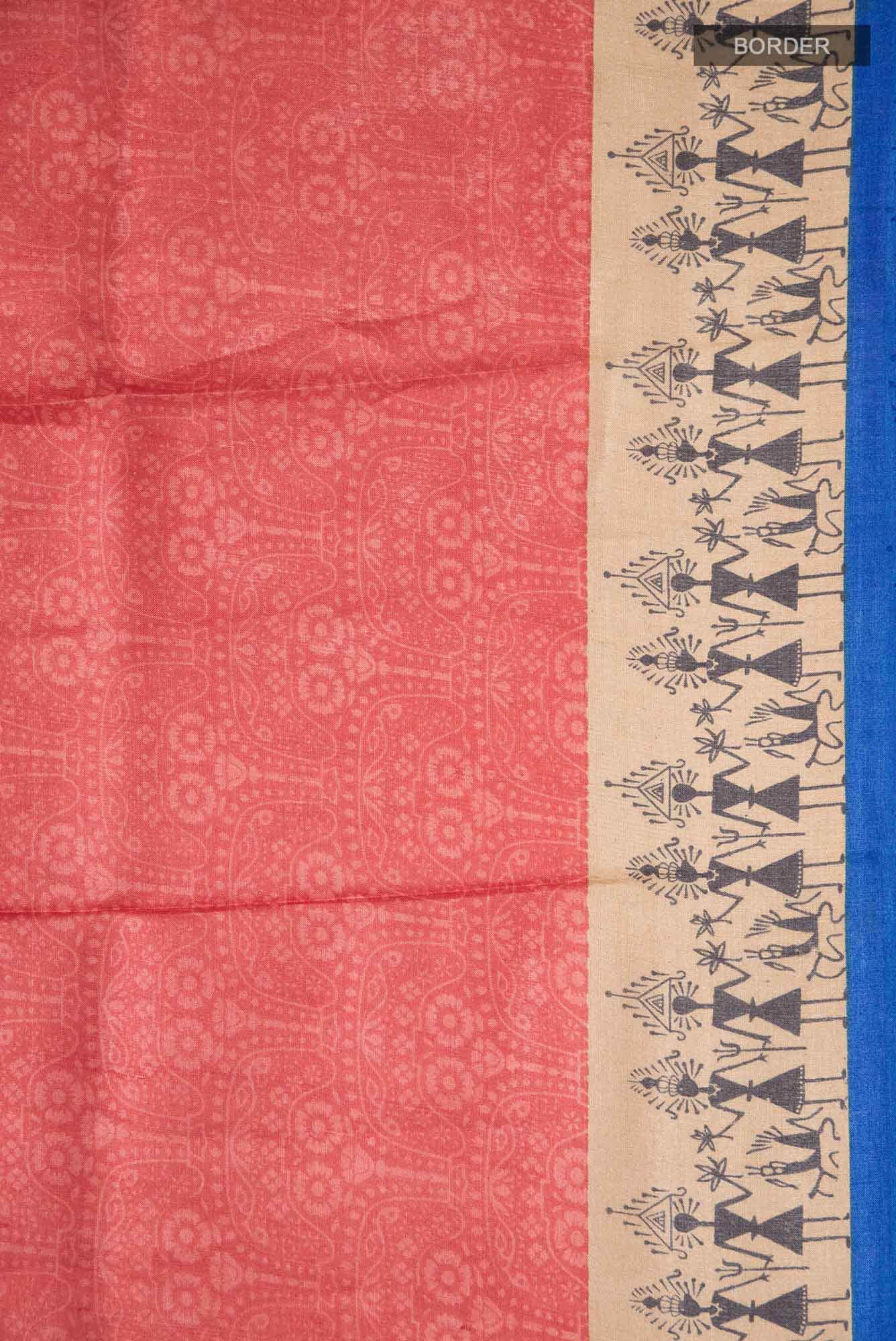 Red Bhagalpuri Tussar Silk Saree