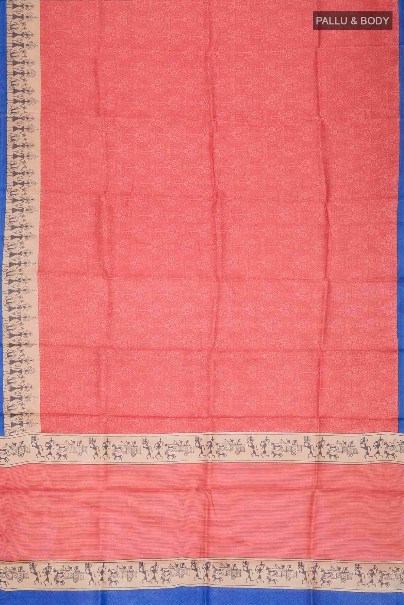 Red Bhagalpuri Tussar Silk Saree
