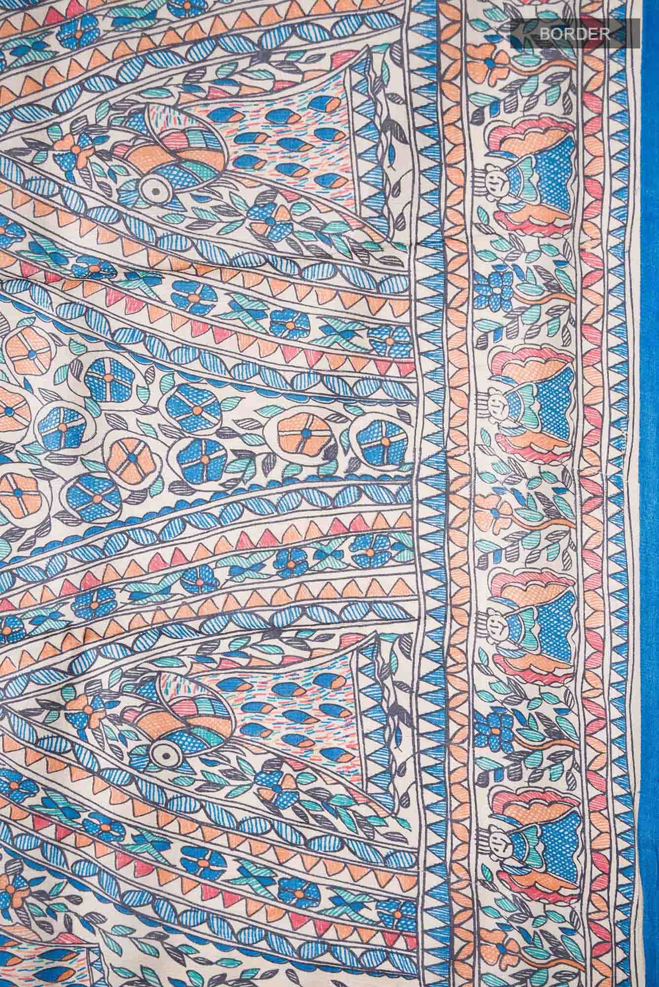 Blue Bhagalpuri Tussar Silk Saree