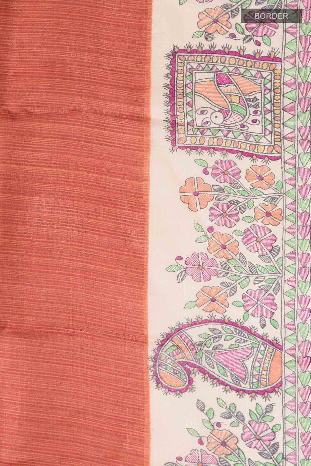 Orange Bhagalpuri Tussar Silk Saree