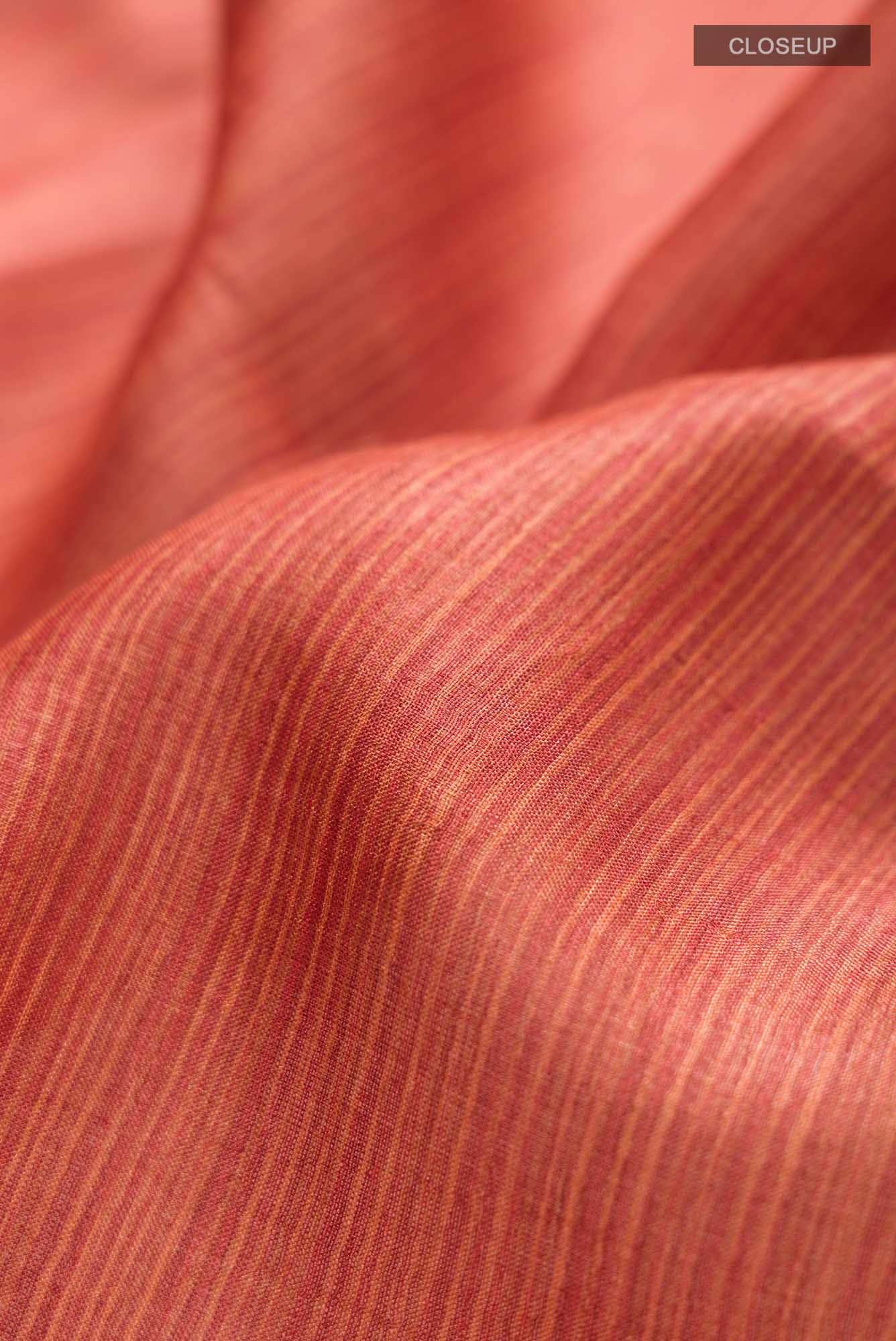 Orange Bhagalpuri Tussar Silk Saree