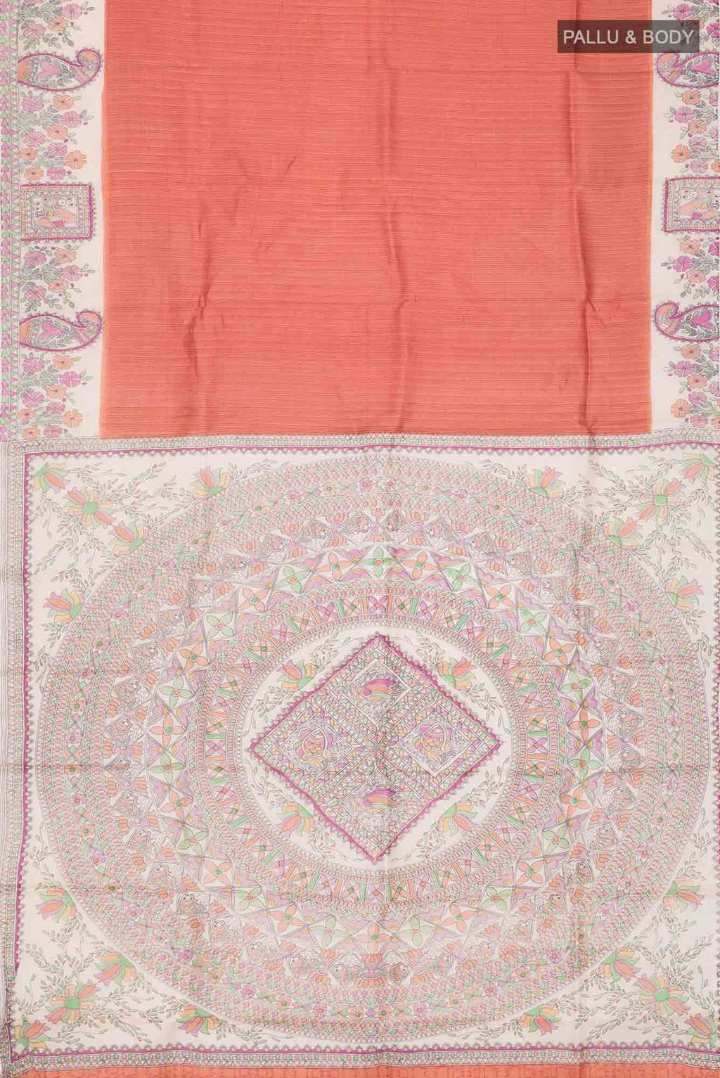 Orange Bhagalpuri Tussar Silk Saree