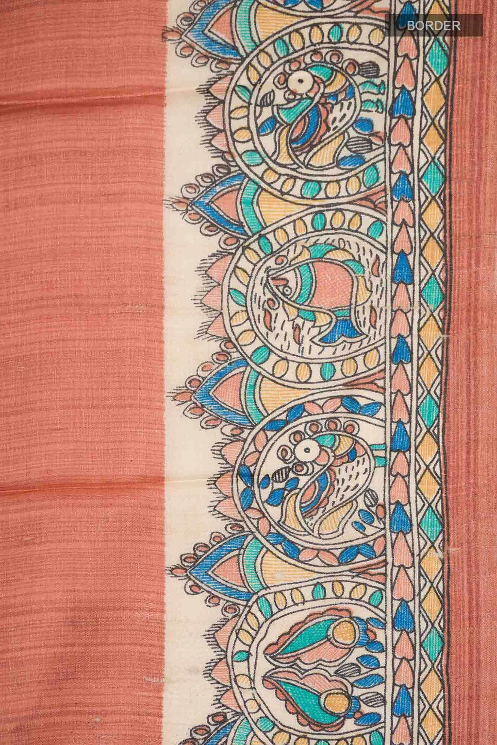 Orange Bhagalpuri Tussar Silk Saree
