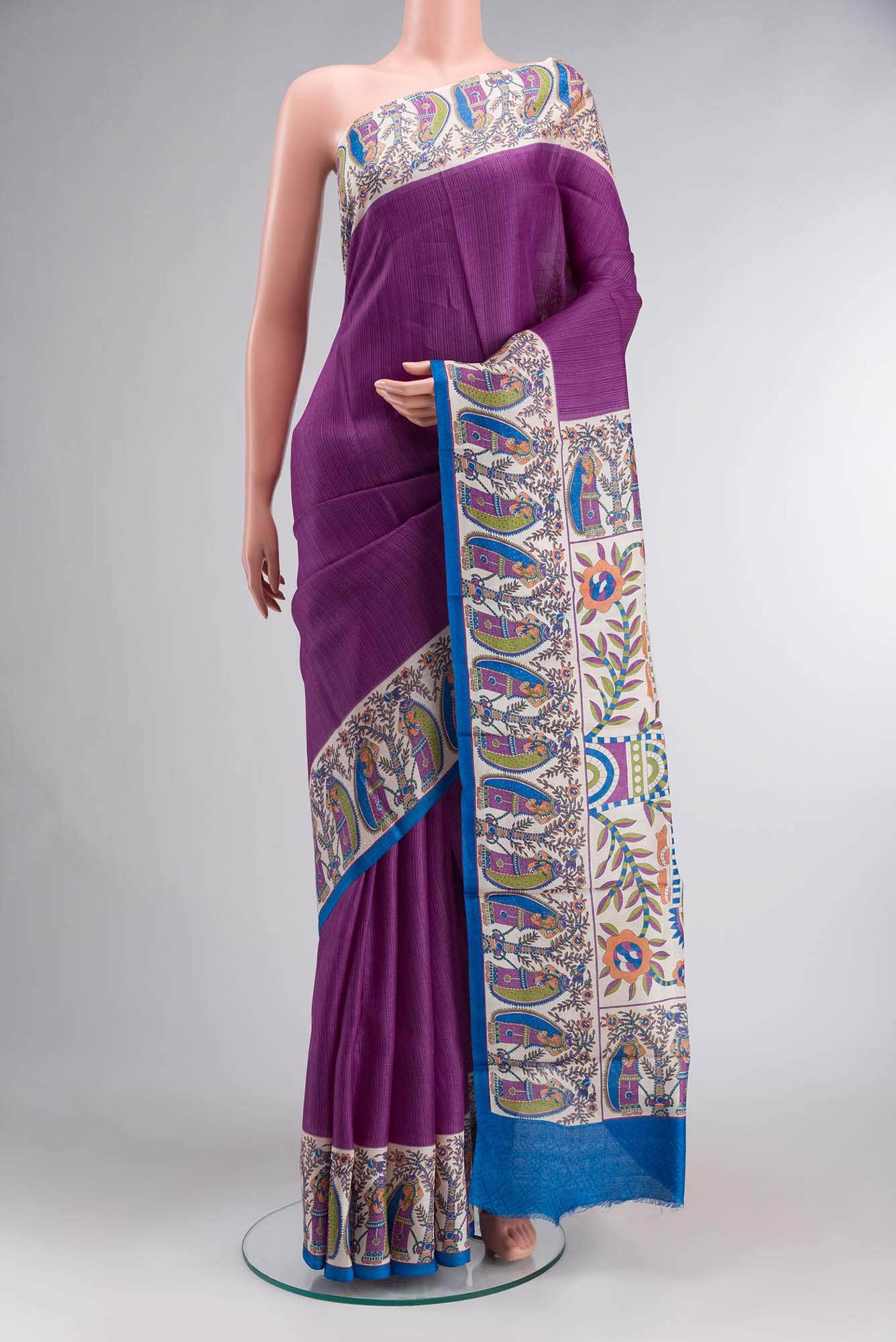 Pink Bhagalpuri Tussar Silk Saree