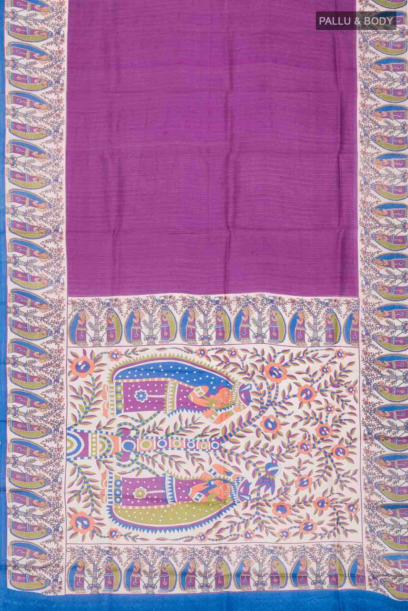Pink Bhagalpuri Tussar Silk Saree