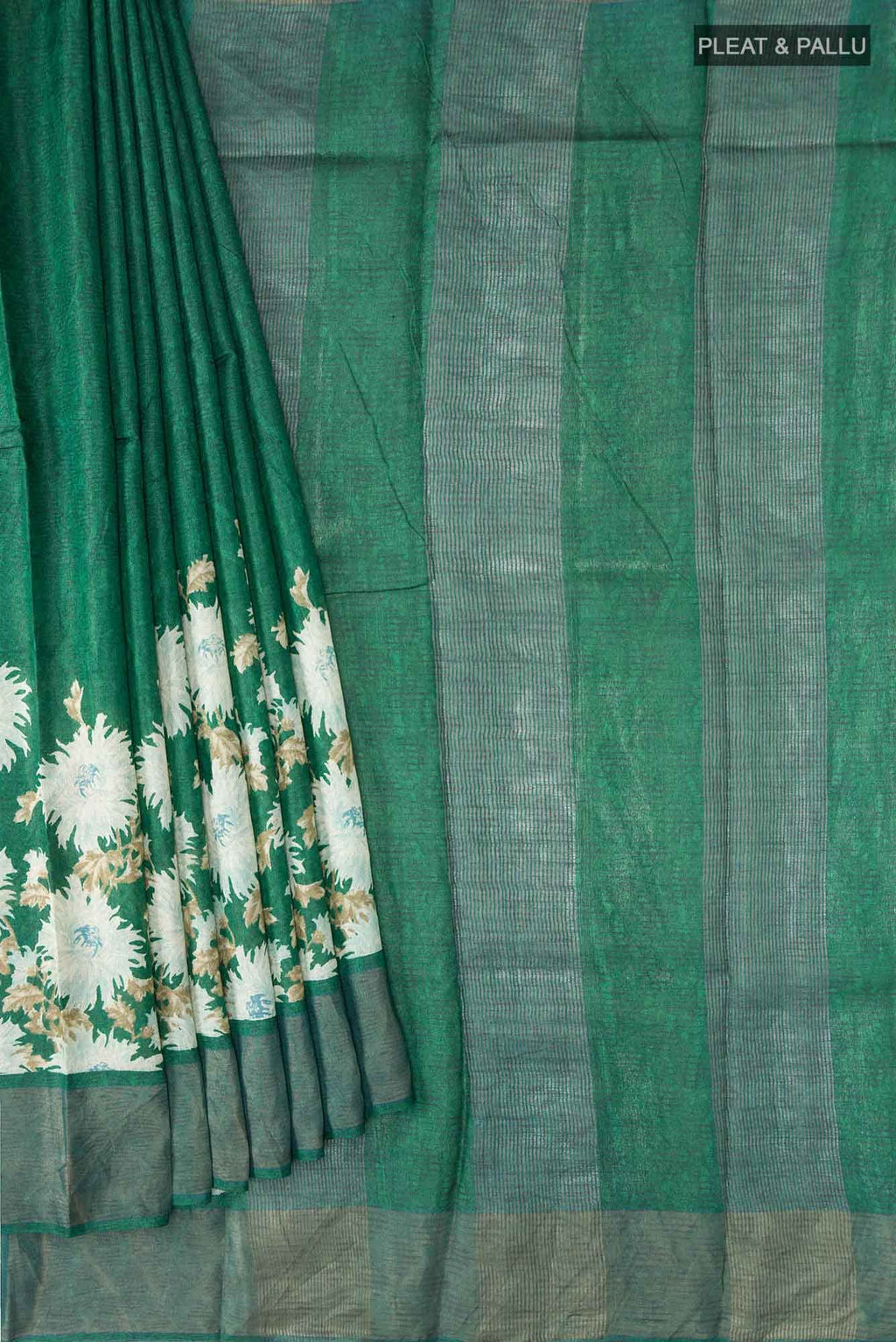 Green Bhagalpuri Tussar Silk Saree
