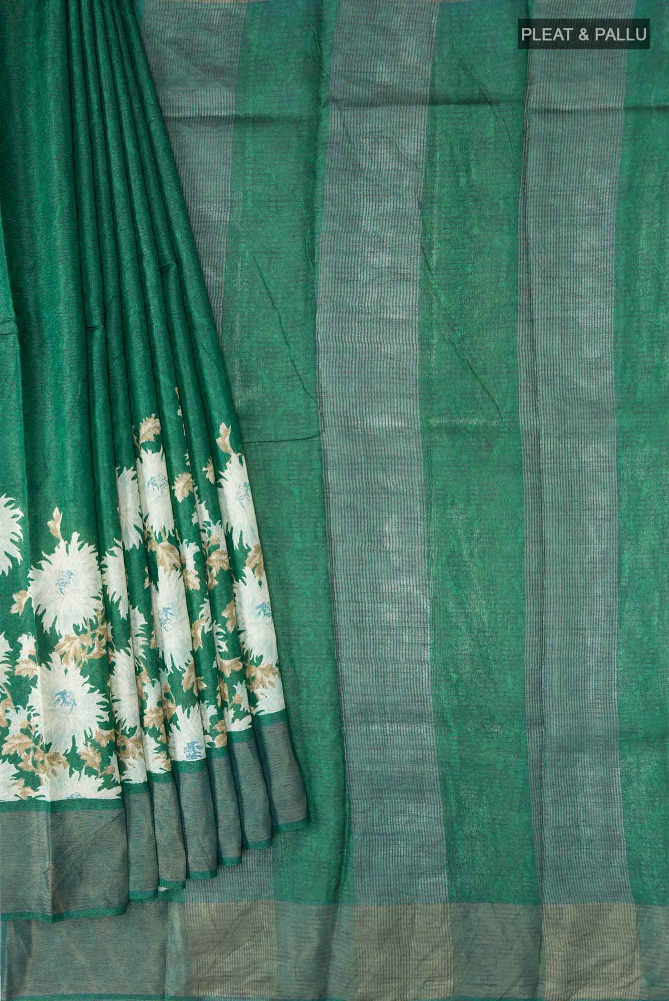 Green Bhagalpuri Tussar Silk Saree