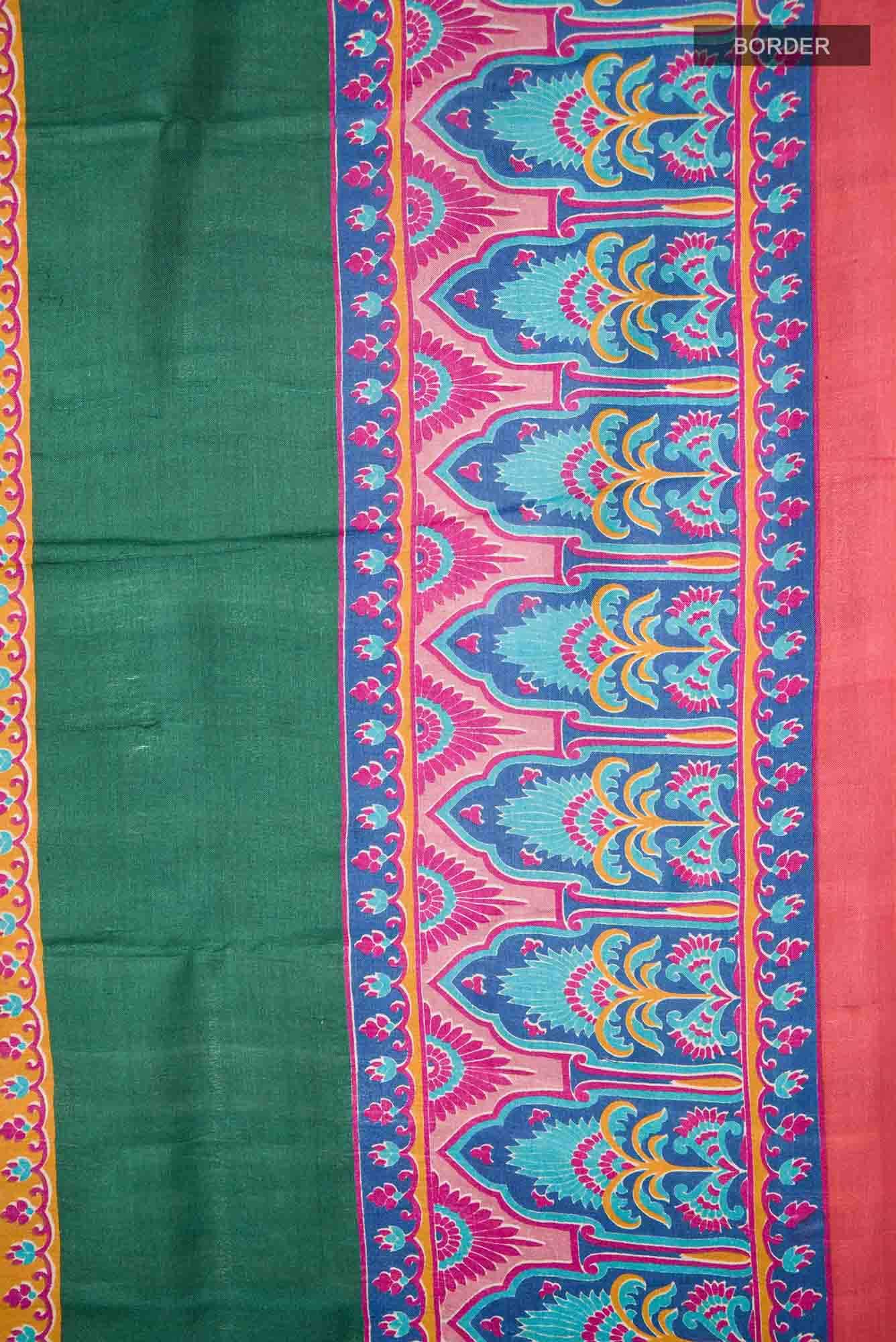 Green Bhagalpuri Tussar Silk Saree