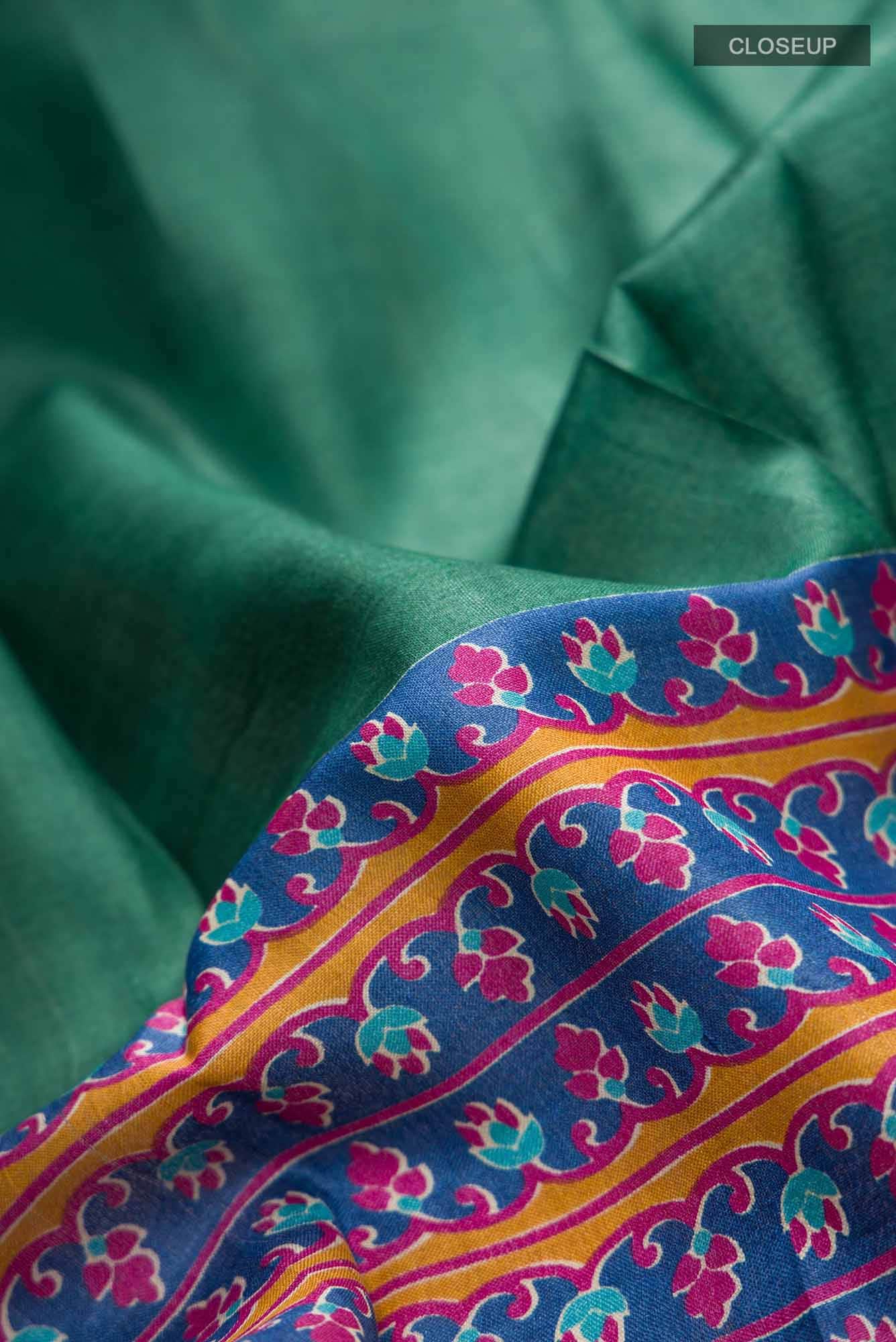 Green Bhagalpuri Tussar Silk Saree