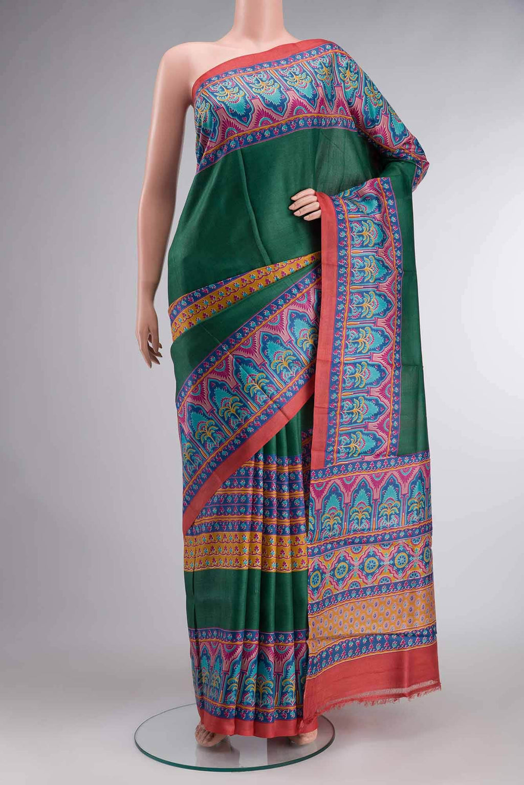 Green Bhagalpuri Tussar Silk Saree