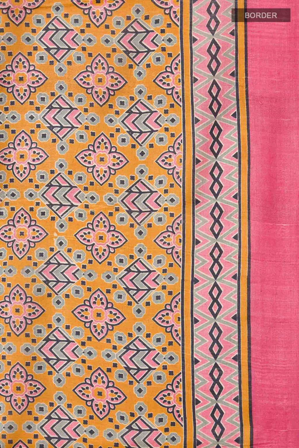Yellow Bhagalpuri Tussar Silk Saree