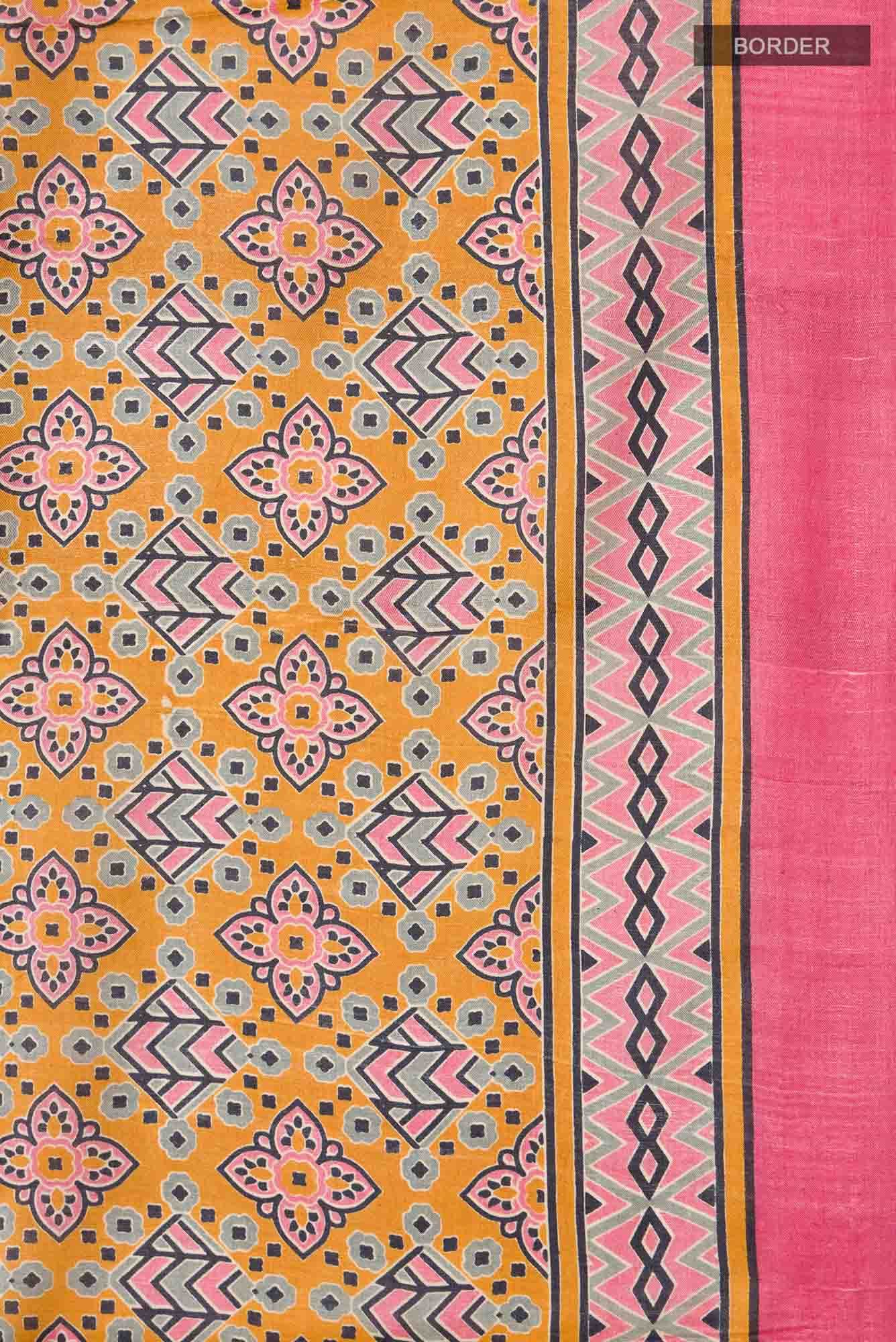 Yellow Bhagalpuri Tussar Silk Saree