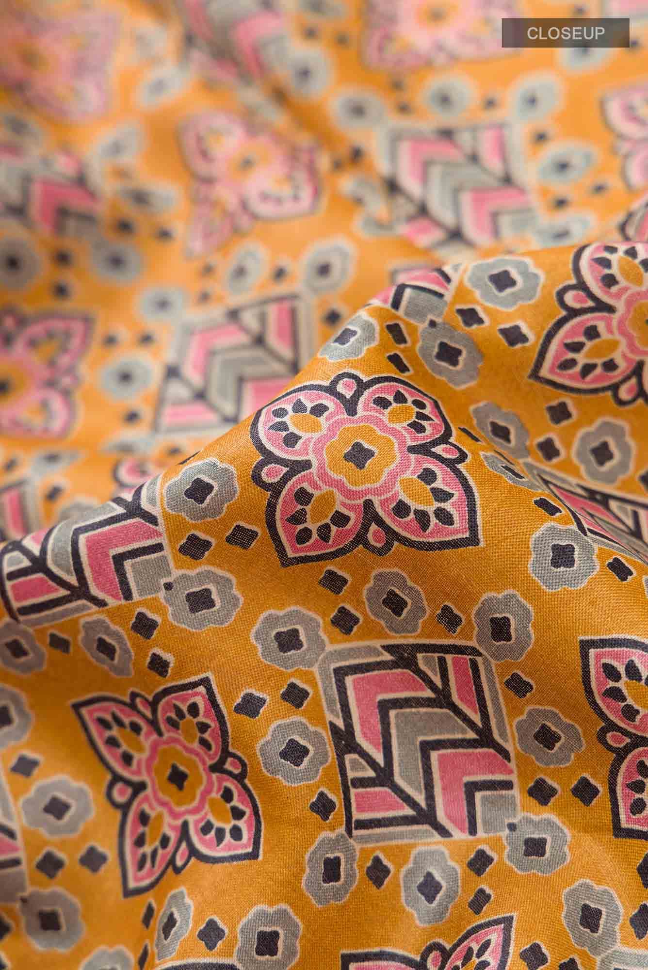Yellow Bhagalpuri Tussar Silk Saree