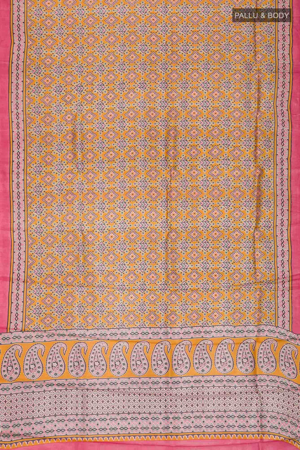 Yellow Bhagalpuri Tussar Silk Saree