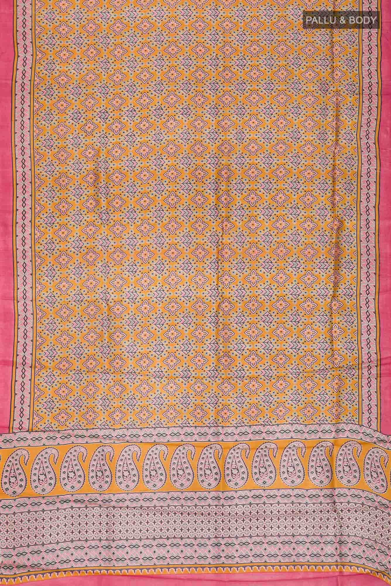 Yellow Bhagalpuri Tussar Silk Saree