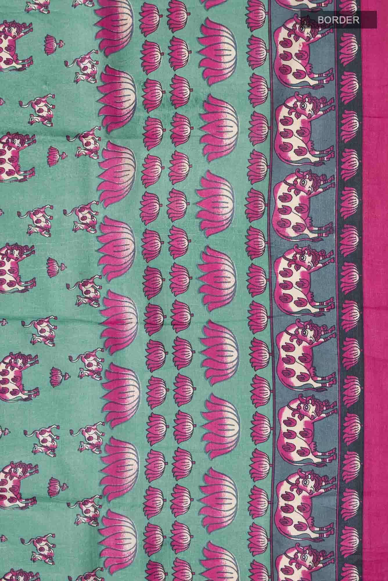 Green Bhagalpuri Tussar Silk Saree
