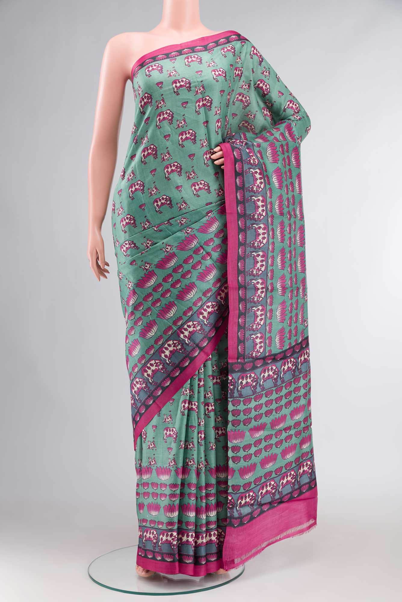 Green Bhagalpuri Tussar Silk Saree