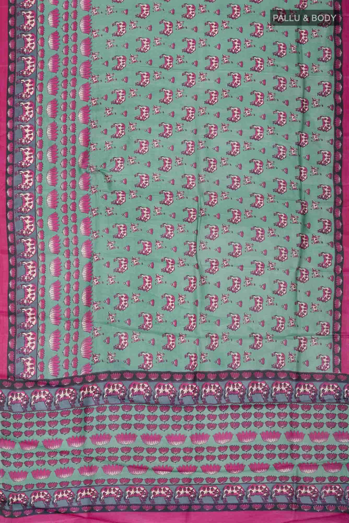 Green Bhagalpuri Tussar Silk Saree