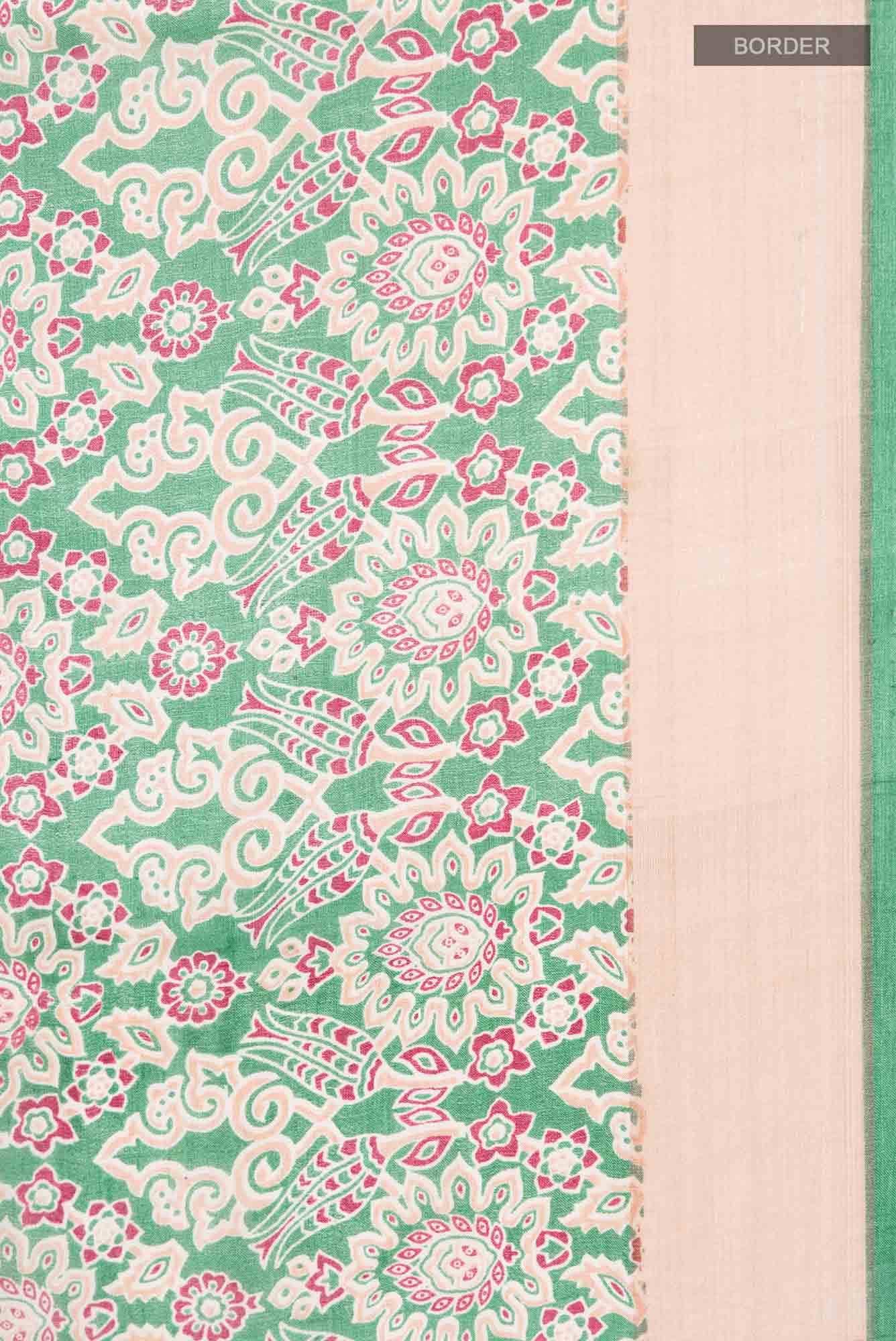 Green Bhagalpuri Tussar Silk Saree